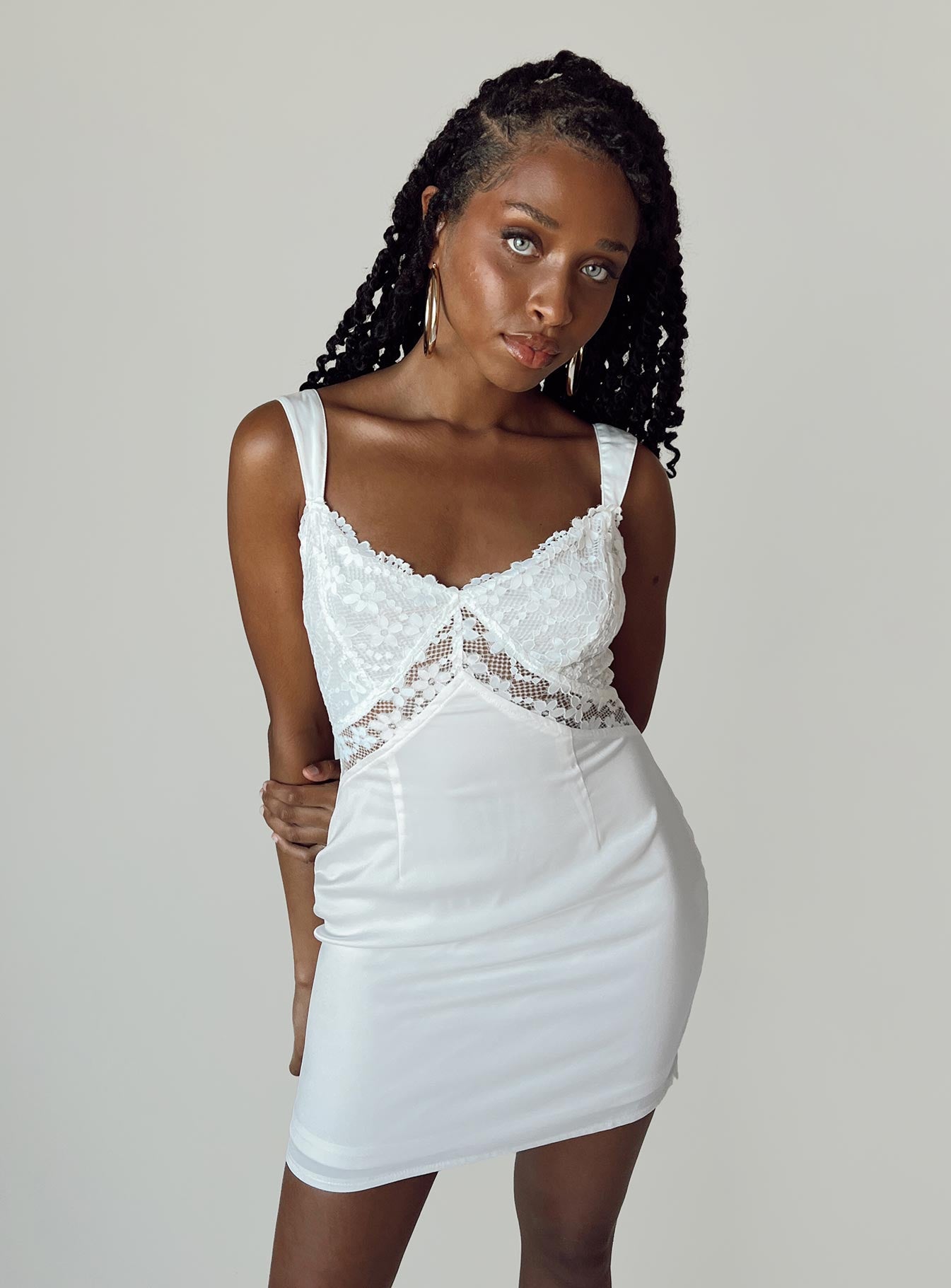 Jeroma Mini Dress White-Heyiad