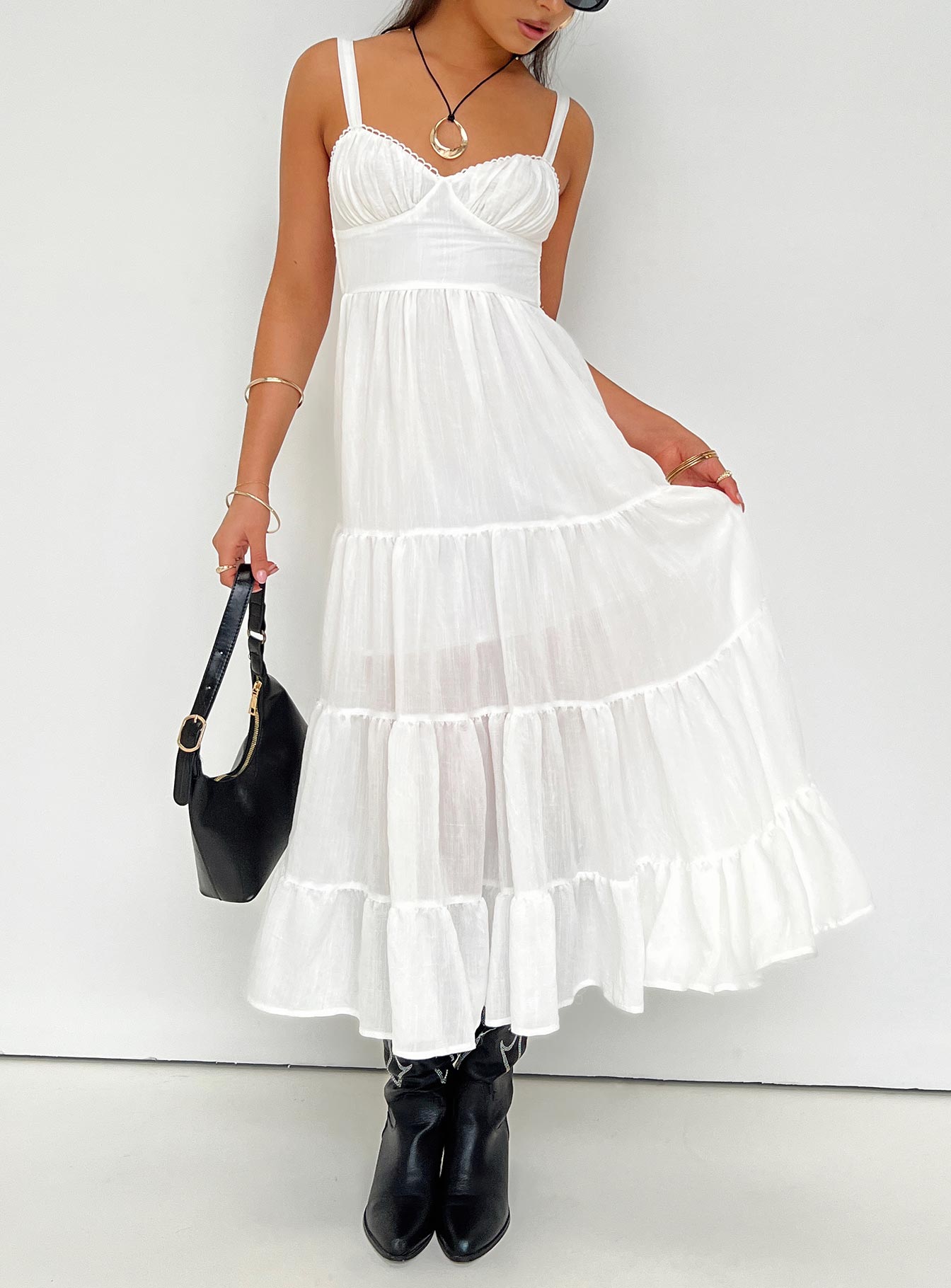 Joella Midi Dress White-Heyiad