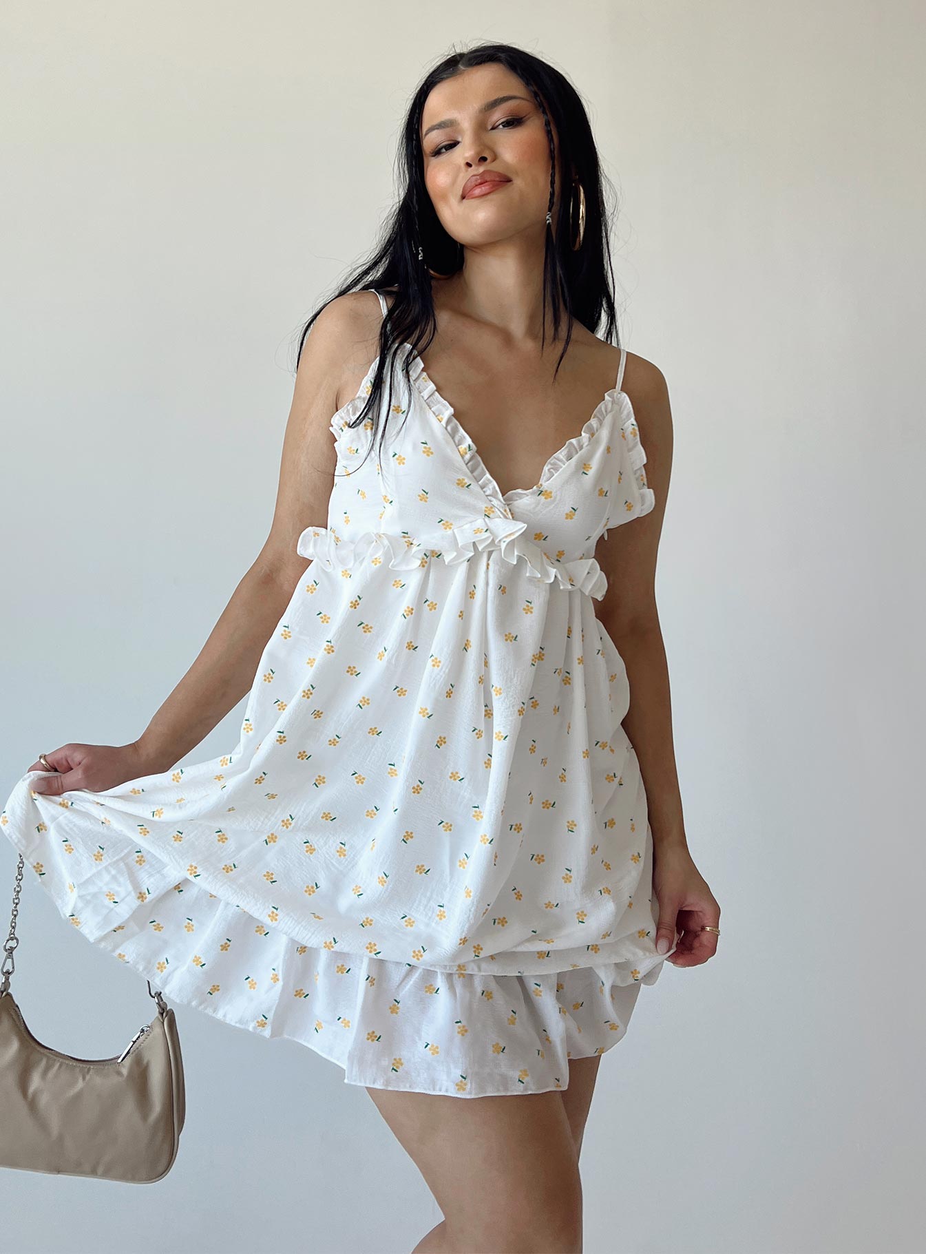 Kassidy Mini Dress White-Heyiad