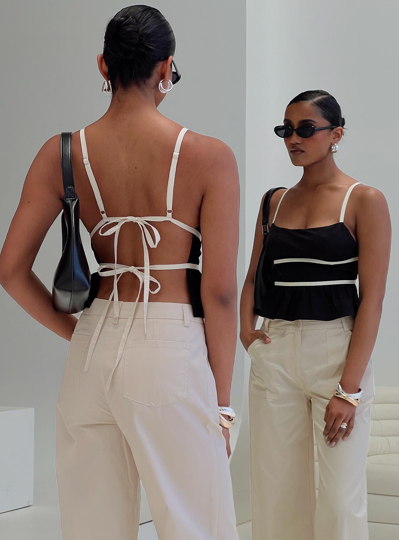 Daxon Top Black / Cream-Heyiad