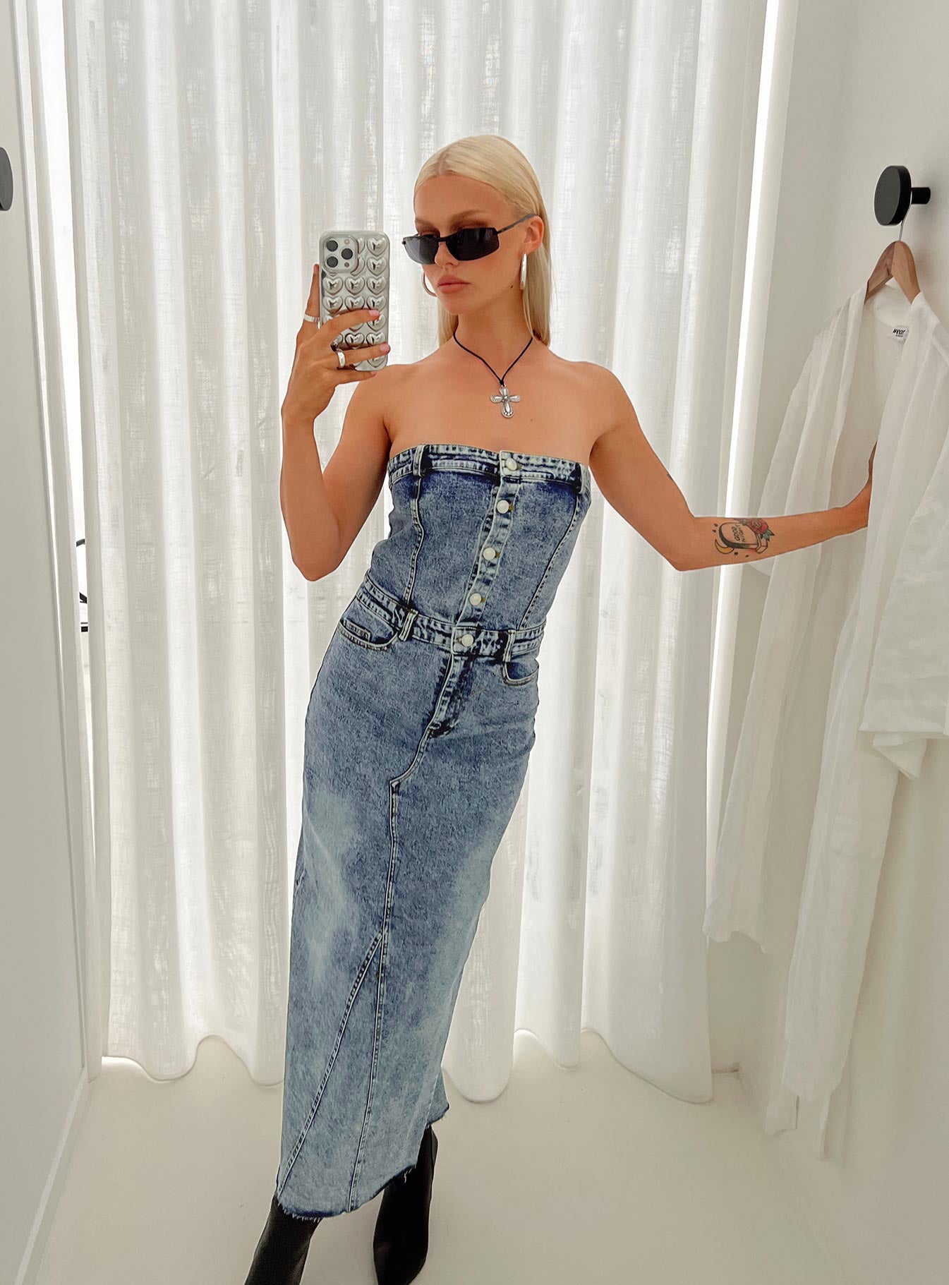 Kasim Denim Maxi Dress Blue-Heyiad