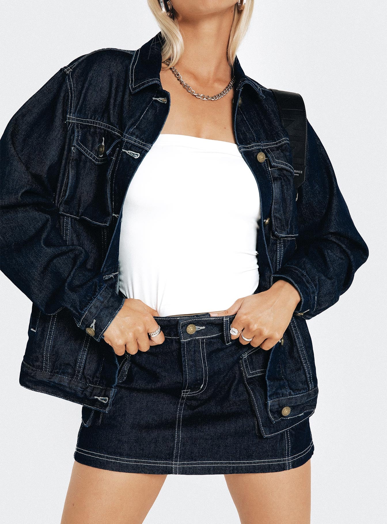 Junie Denim Mini Skirt Indigo-Heyiad