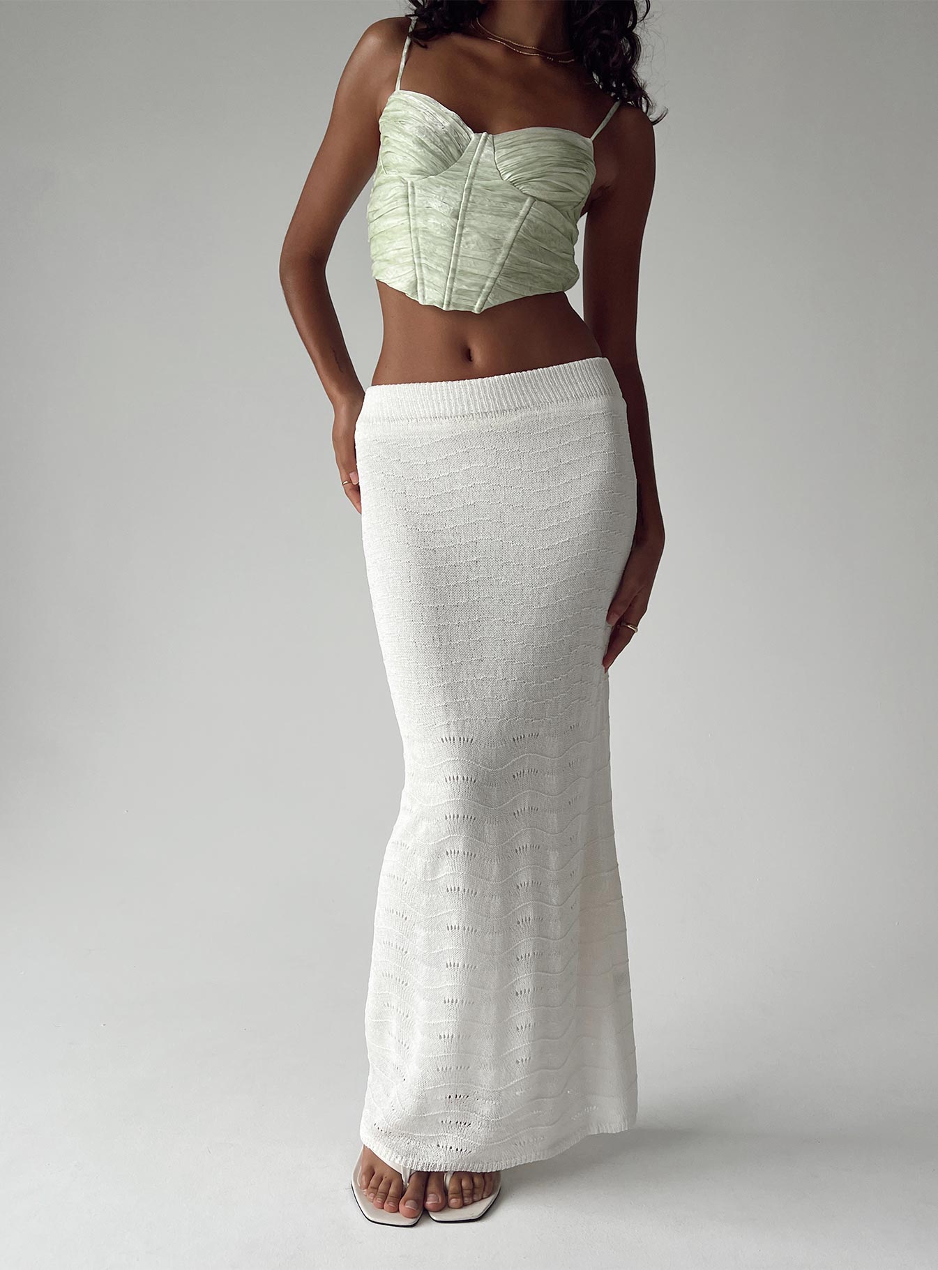 Edin Maxi Skirt White-Heyiad