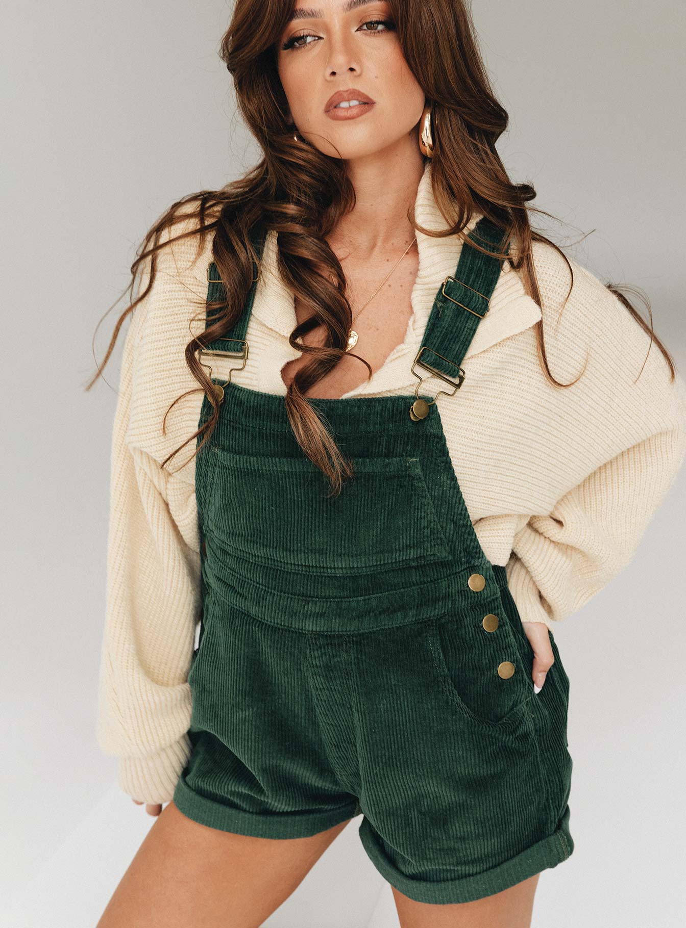 Kacey Overalls Khaki Petite-Heyiad