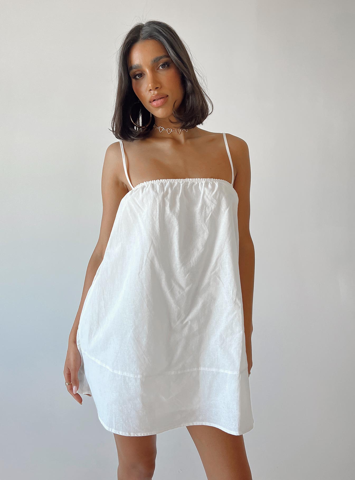 Kaitie Mini Dress White-Heyiad