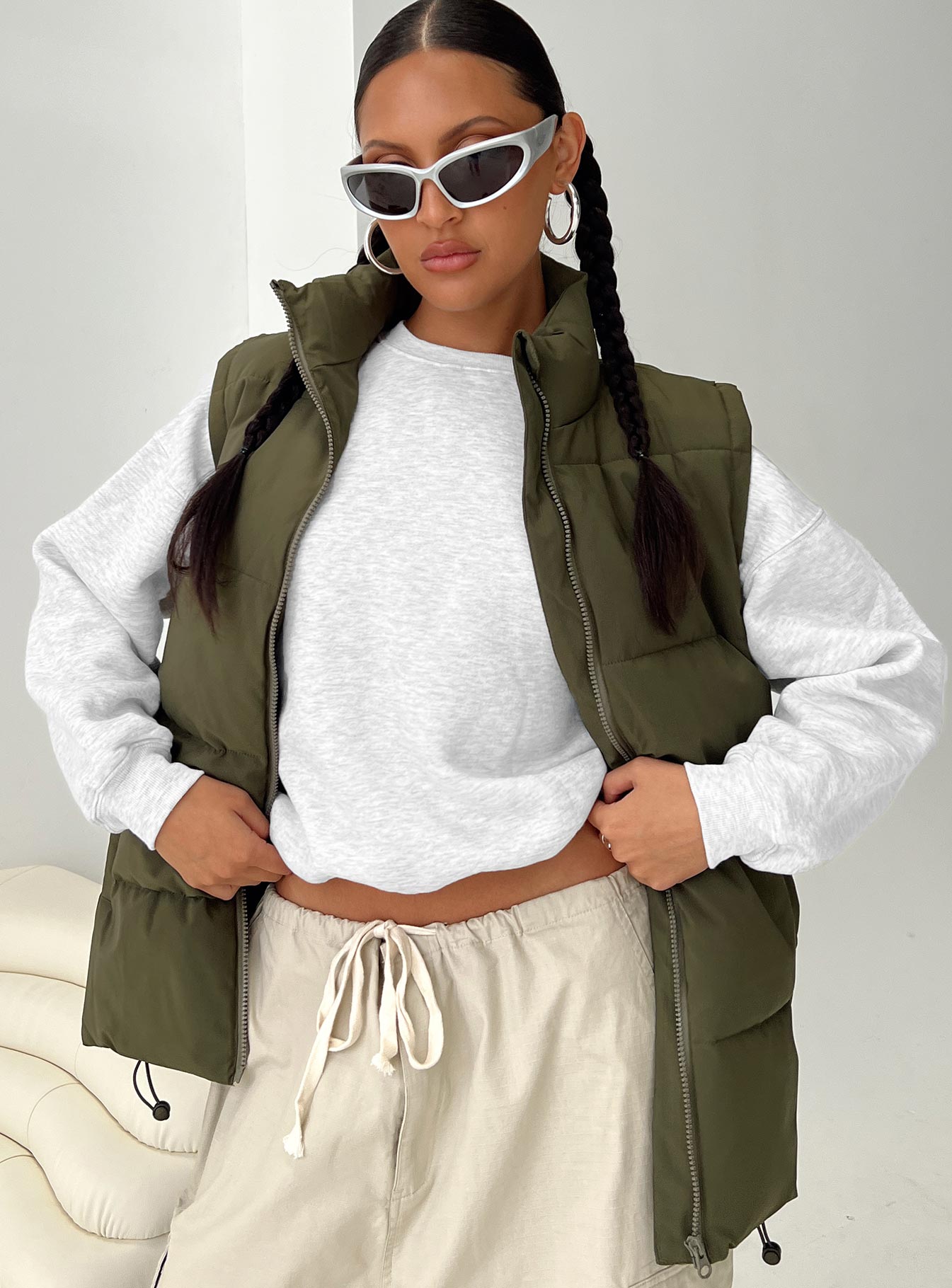 Edison Puffer Vest Olive-Heyiad