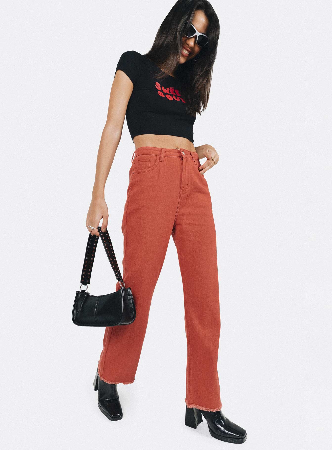 Kalinda Denim Jeans Red-Heyiad