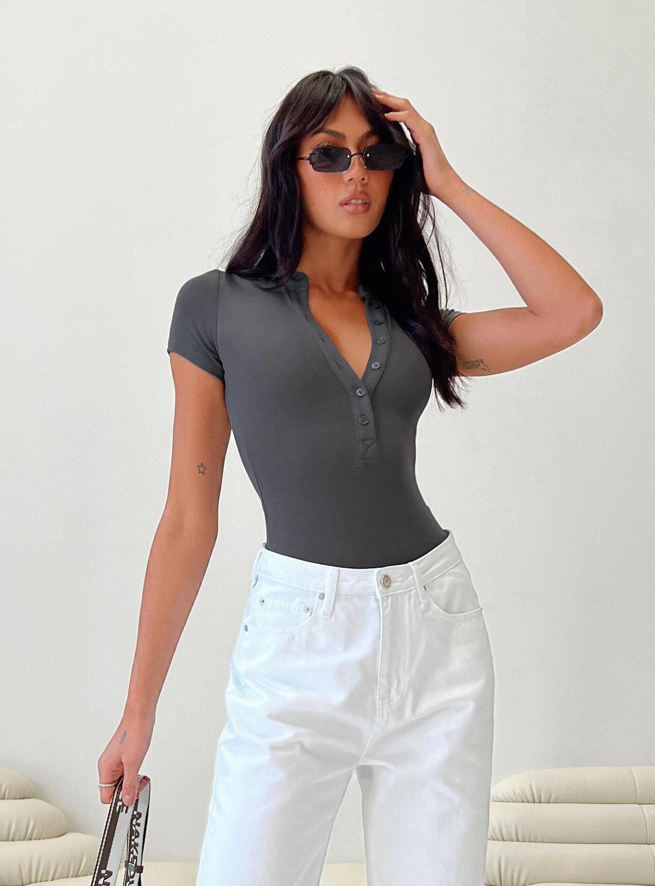 Kandis Bodysuit Grey-Heyiad