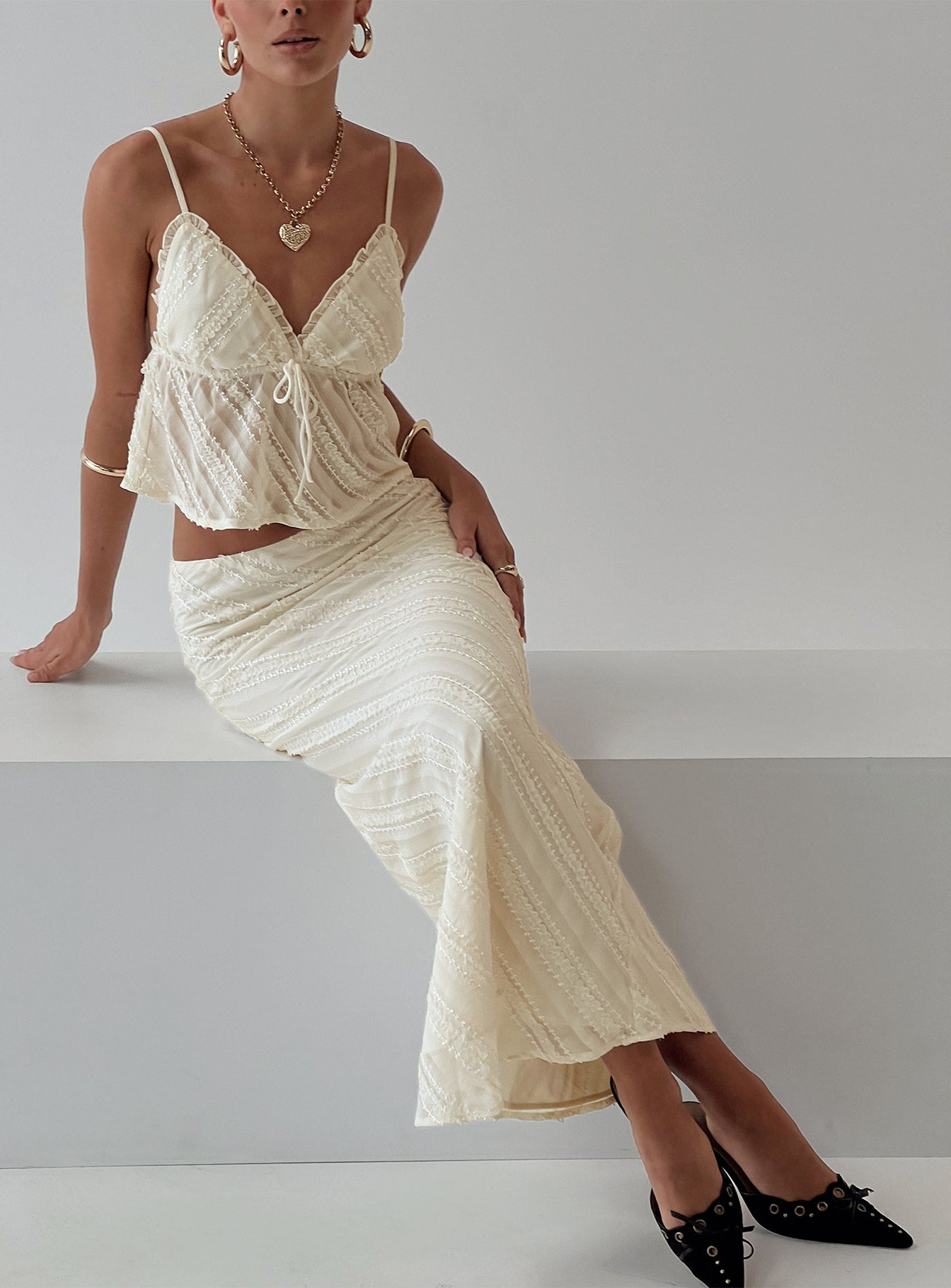 Jacintha Maxi Skirt Cream-Heyiad