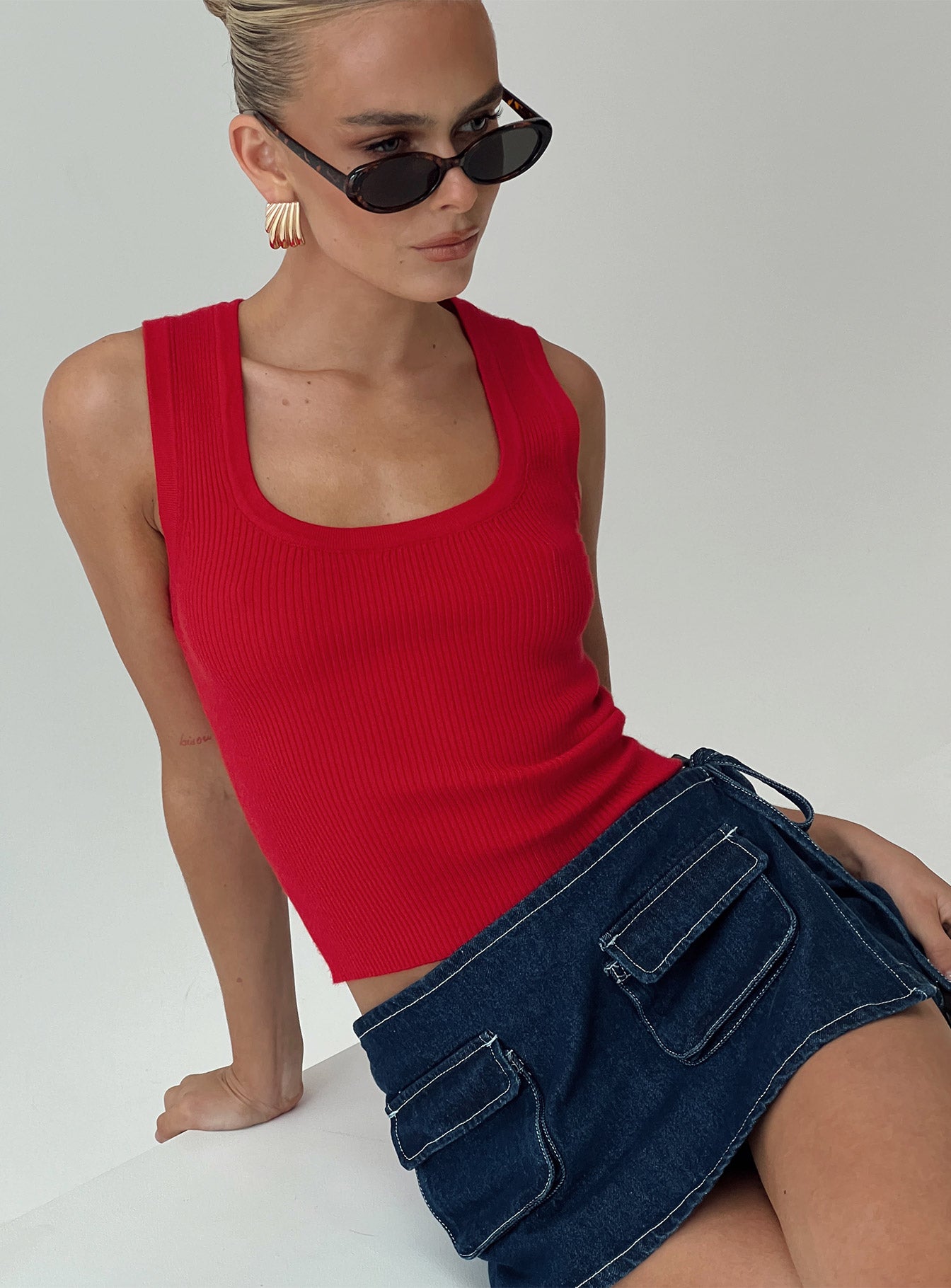 Issues Knit Top Red-Heyiad