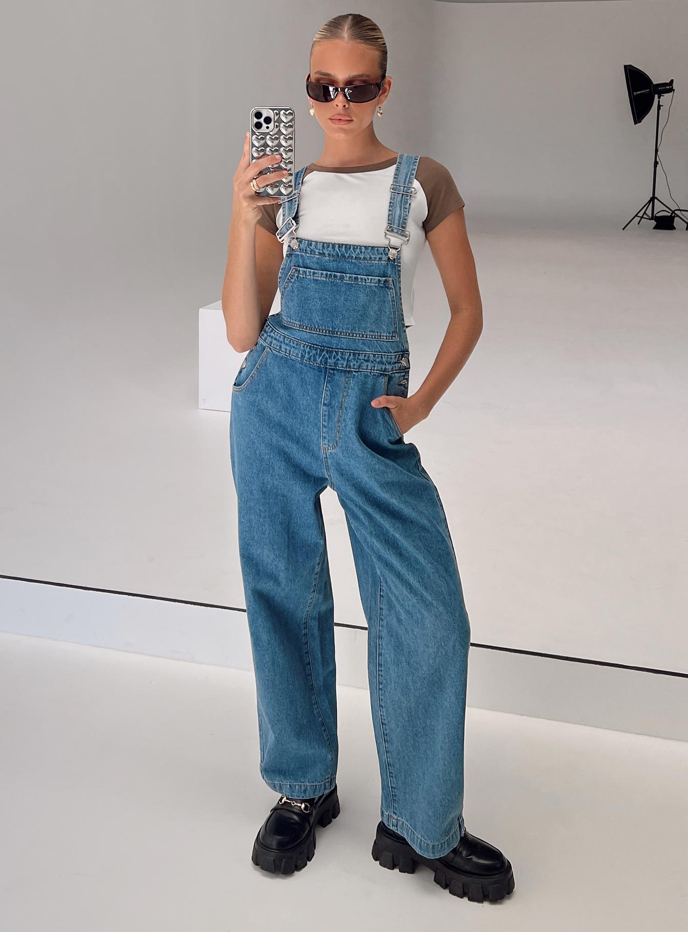 Kacey Long Overalls Denim-Heyiad