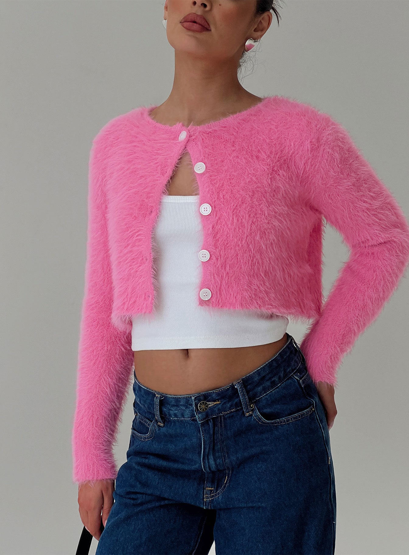 Just A Girl Cardigan Pink-Heyiad