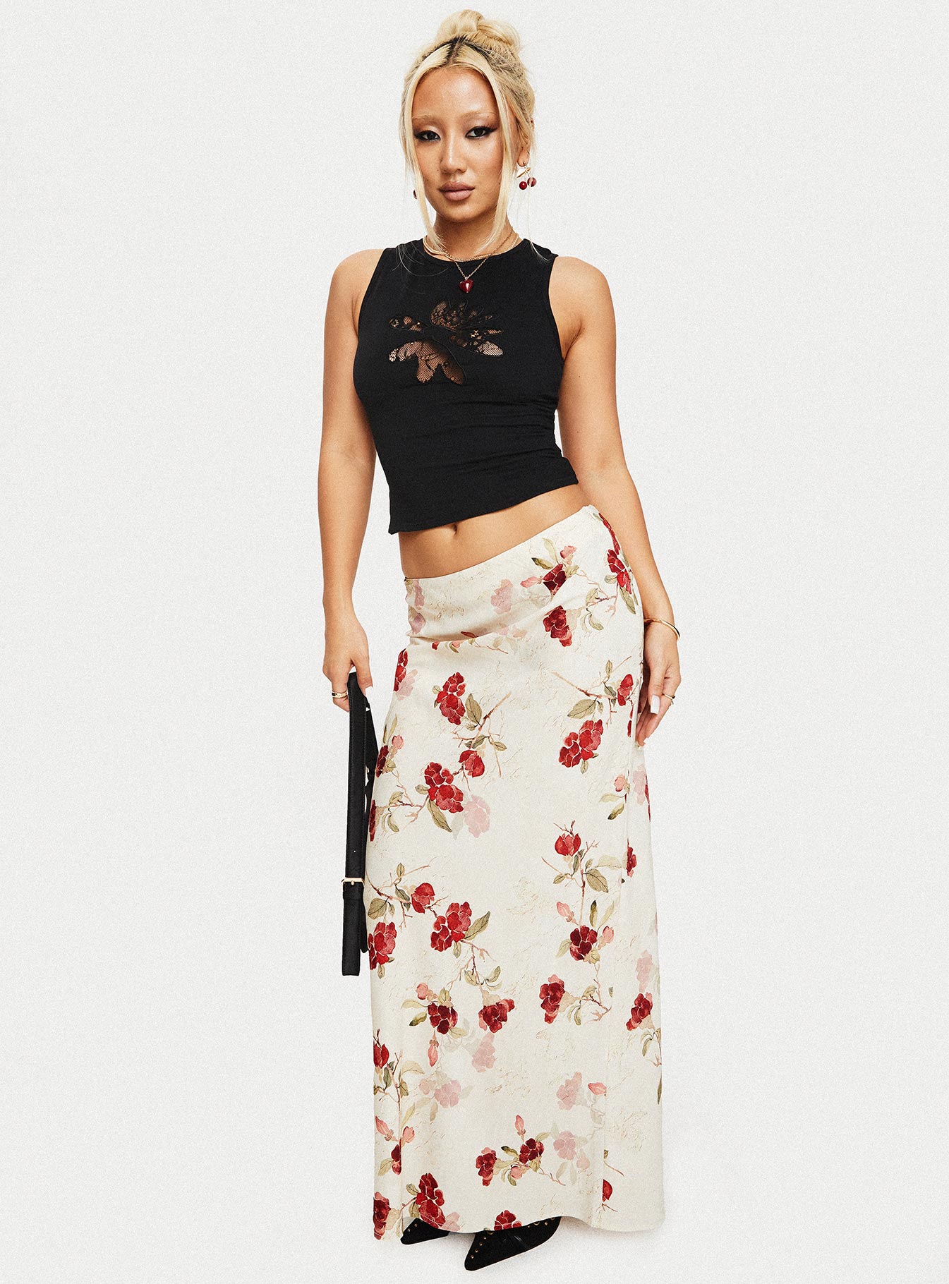 Jodie Maxi Skirt Cream / Floral-Heyiad