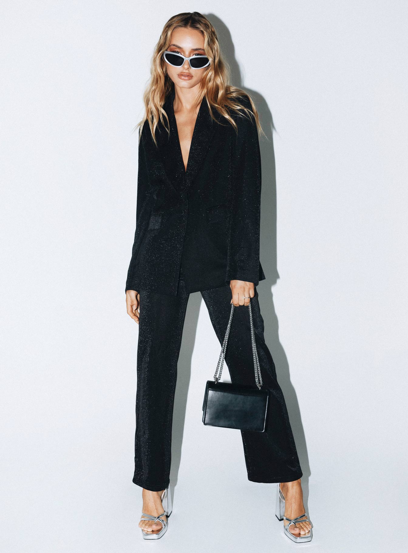 Croft Pants Black Glitter-Heyiad