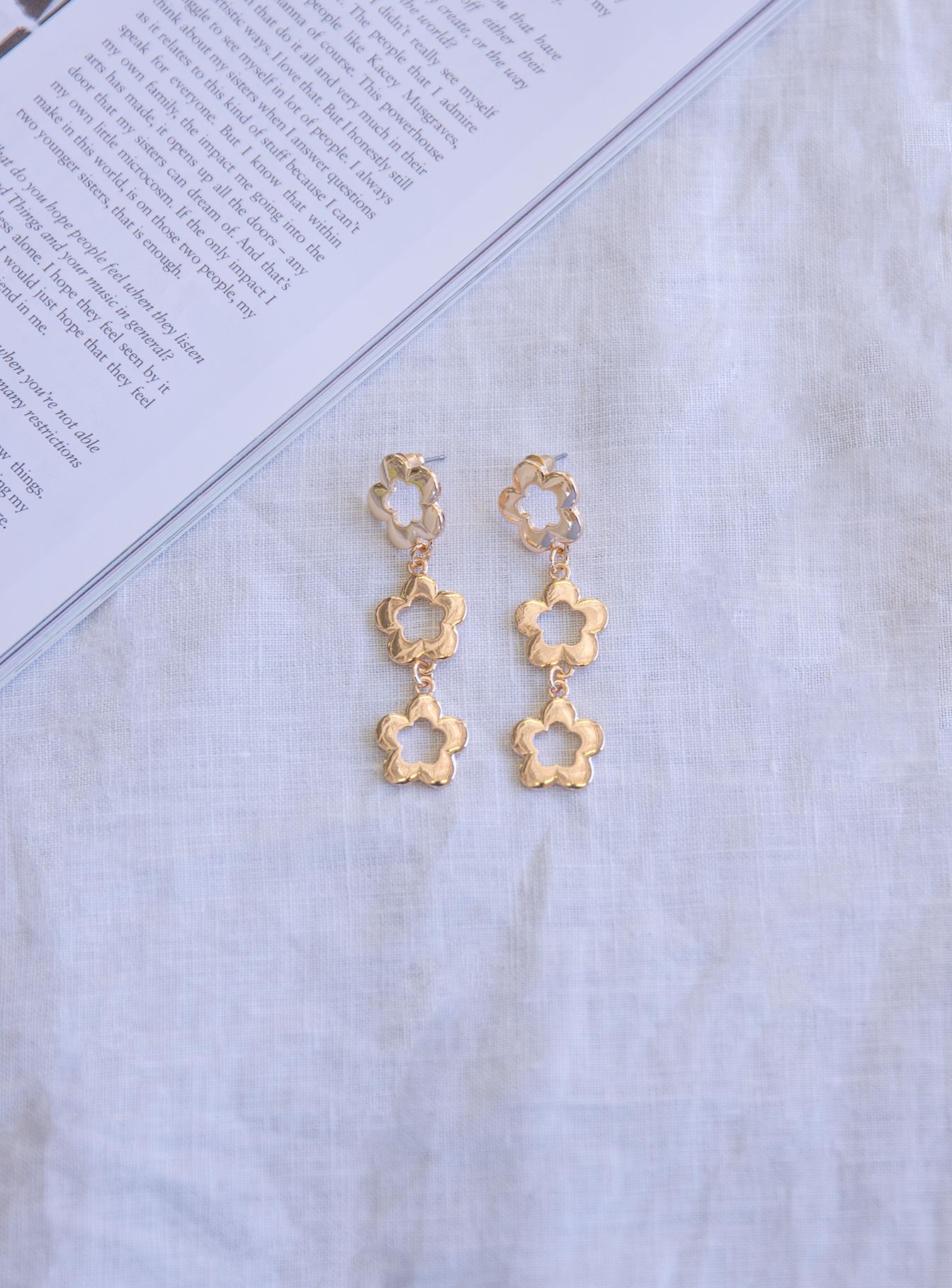 Ivy Fleur Earrings Gold-Heyiad