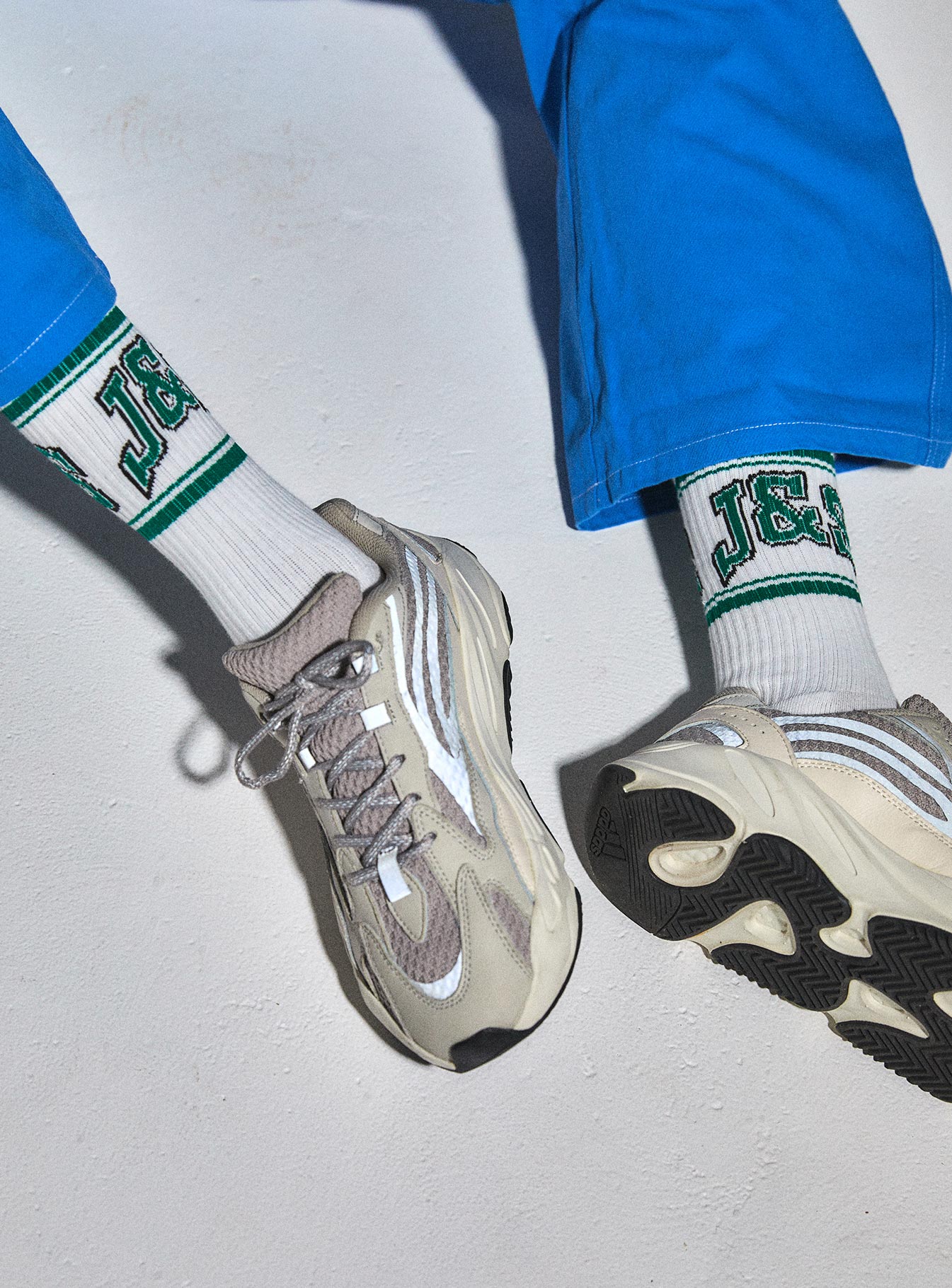 JGR & STN Double Play Socks White/Green-Heyiad