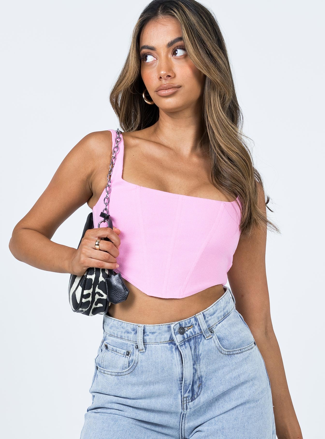 Kaeshia Rib Bustier Pink Lower Impact-Heyiad