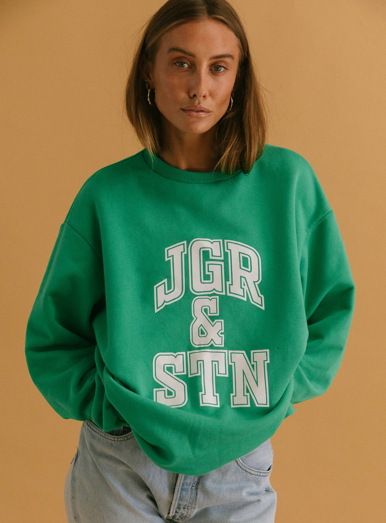 J&S Oversized Sweatshirt Apple Green-Heyiad