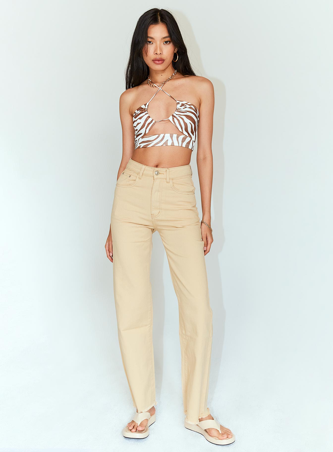 Joey Denim Jeans Beige-Heyiad