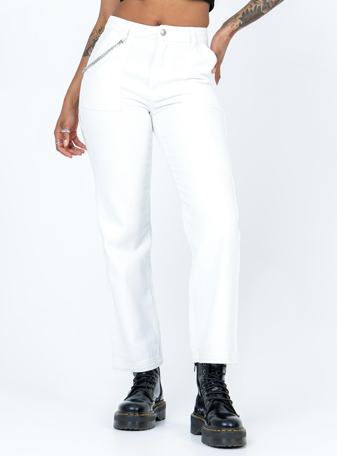 Julia Carpenter Denim Jeans White-Heyiad