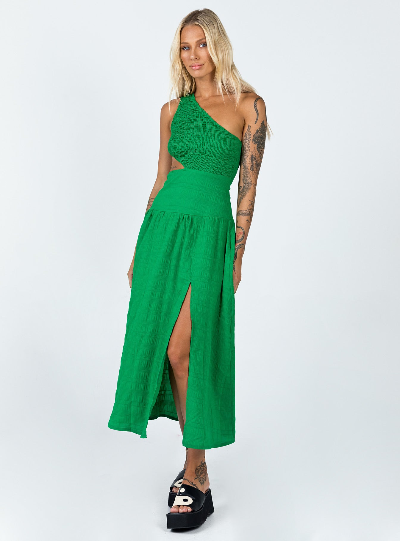 Davina Midi Dress Green-Heyiad