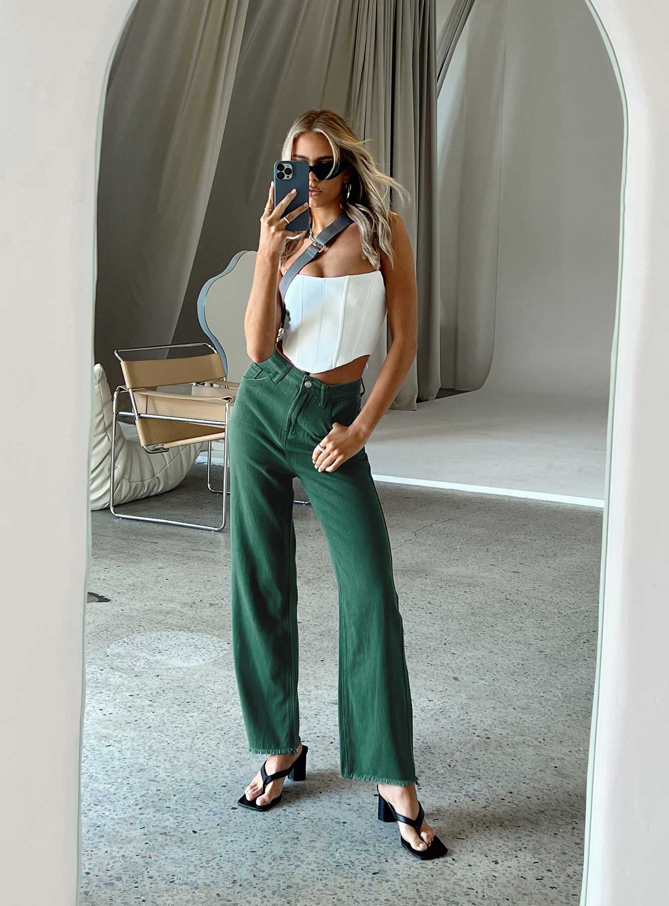 Kalinda Denim Jeans Green-Heyiad