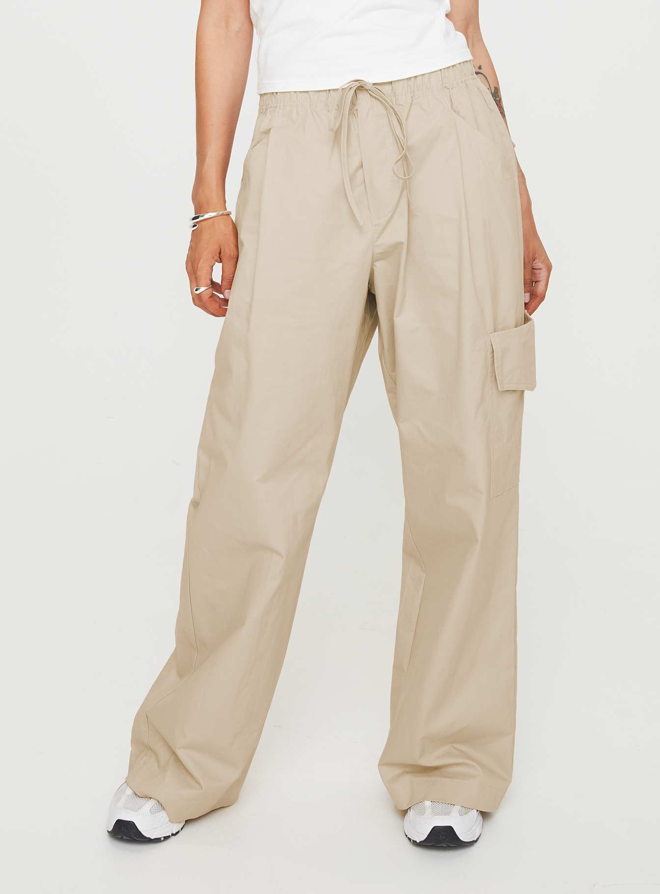 Isadore Cargo Pants Beige-Heyiad