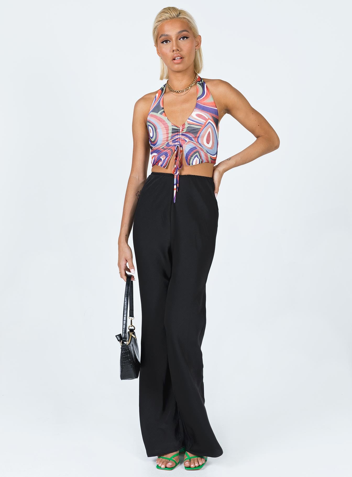 Jhene Satin Pants Black-Heyiad