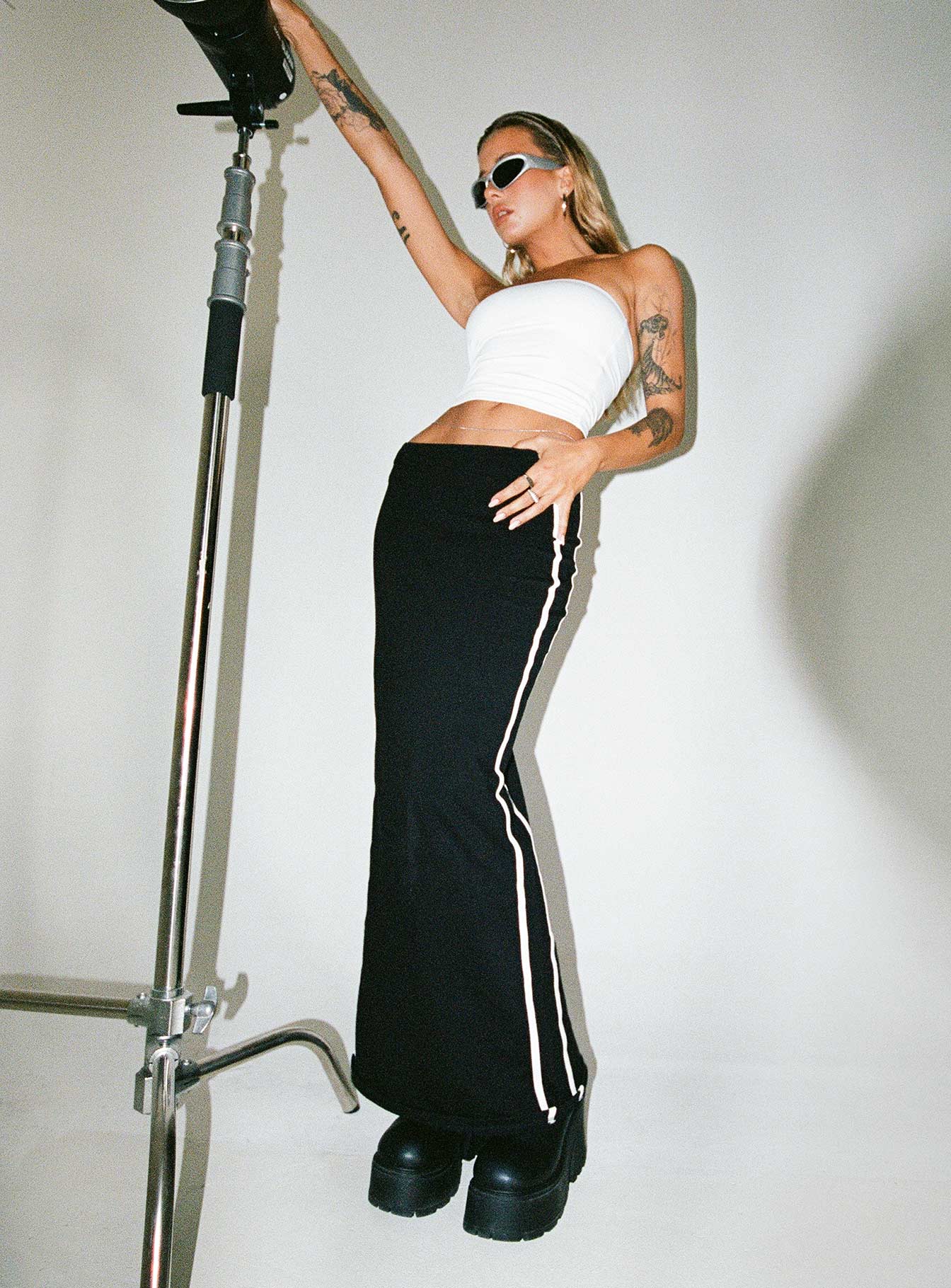 JGR & STN Bianca Maxi Skirt Black-Heyiad
