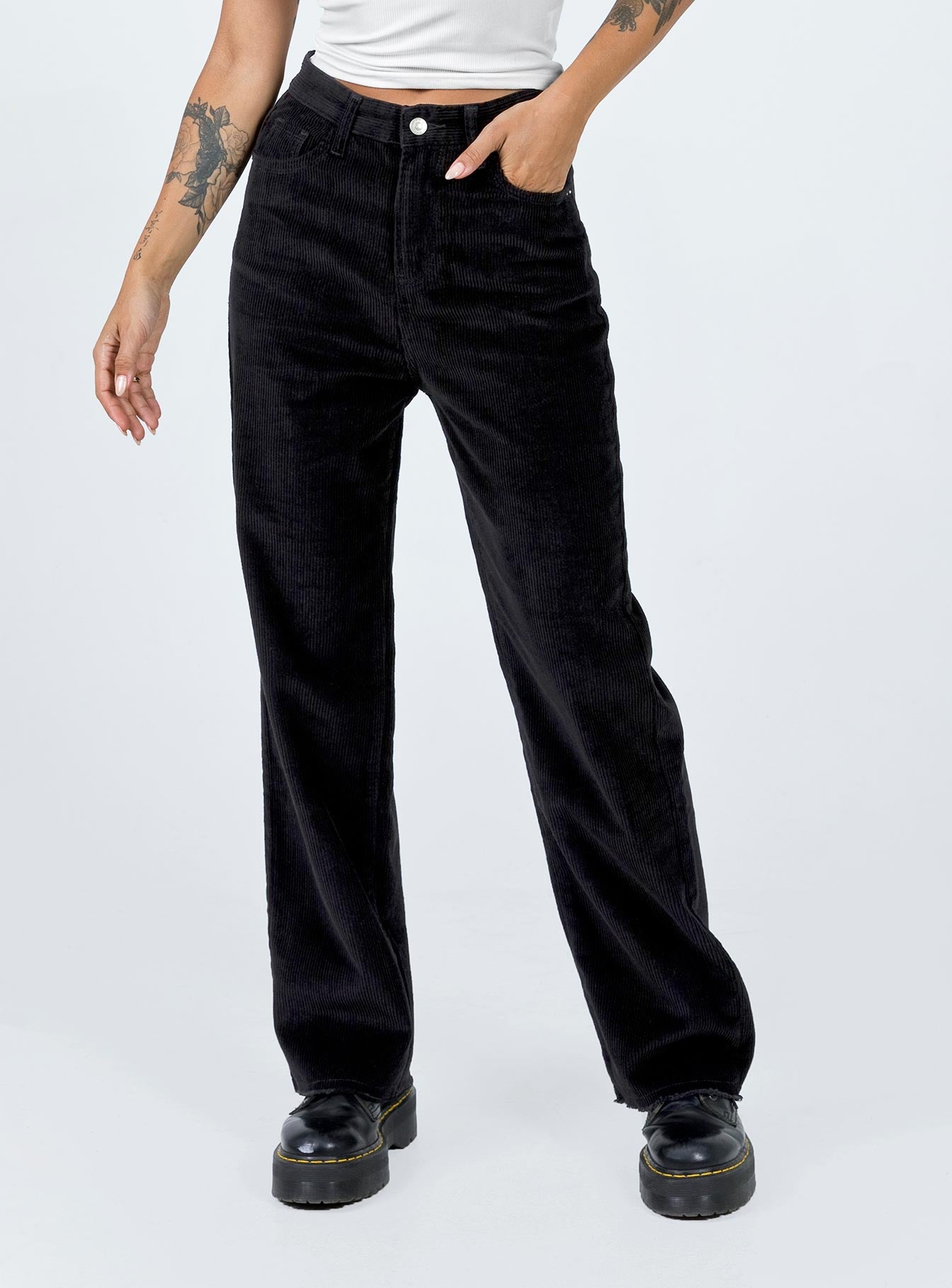 Kalinda Jeans Black Cord-Heyiad