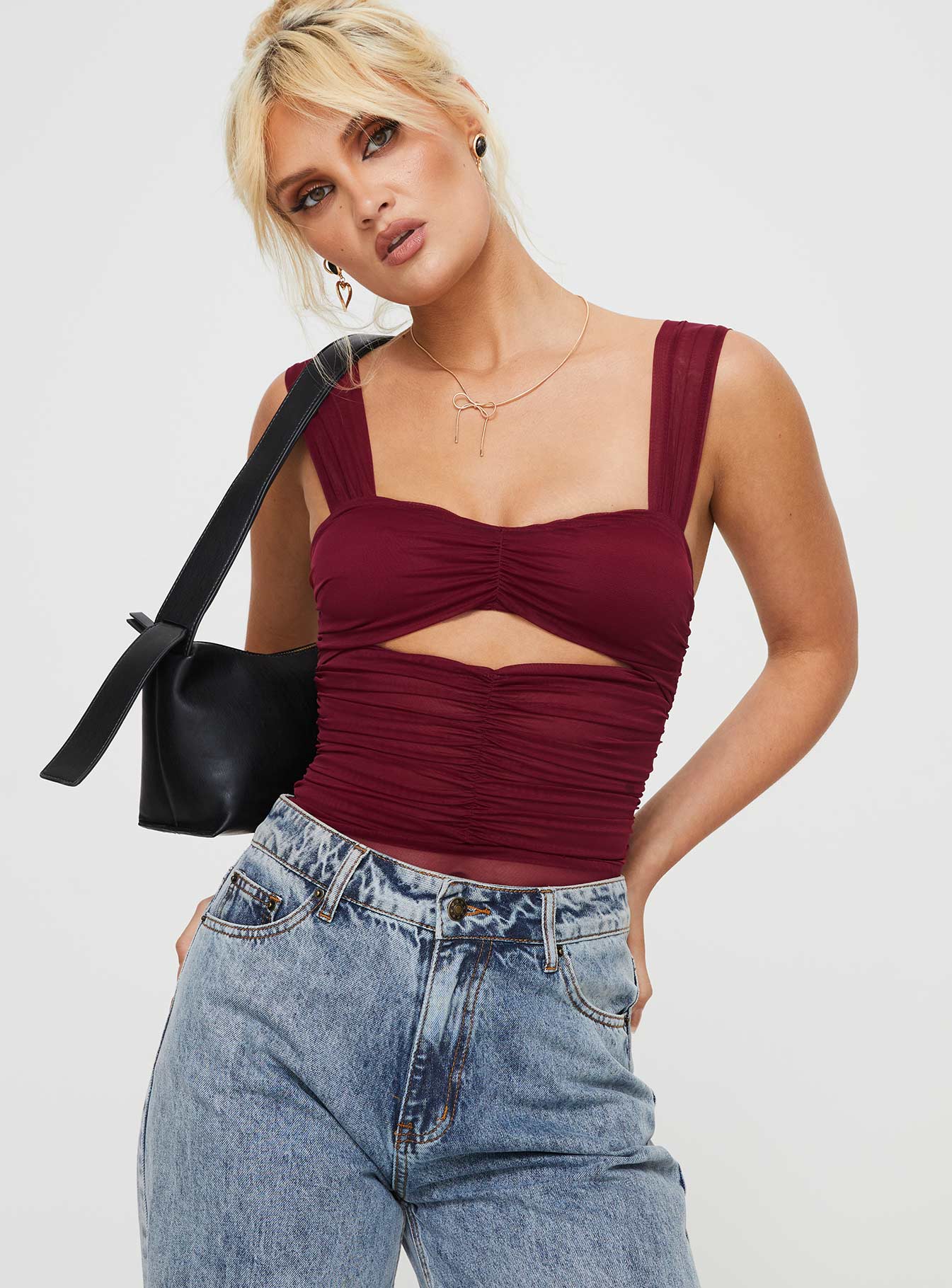 Kalmia Bodysuit Burgundy-Heyiad