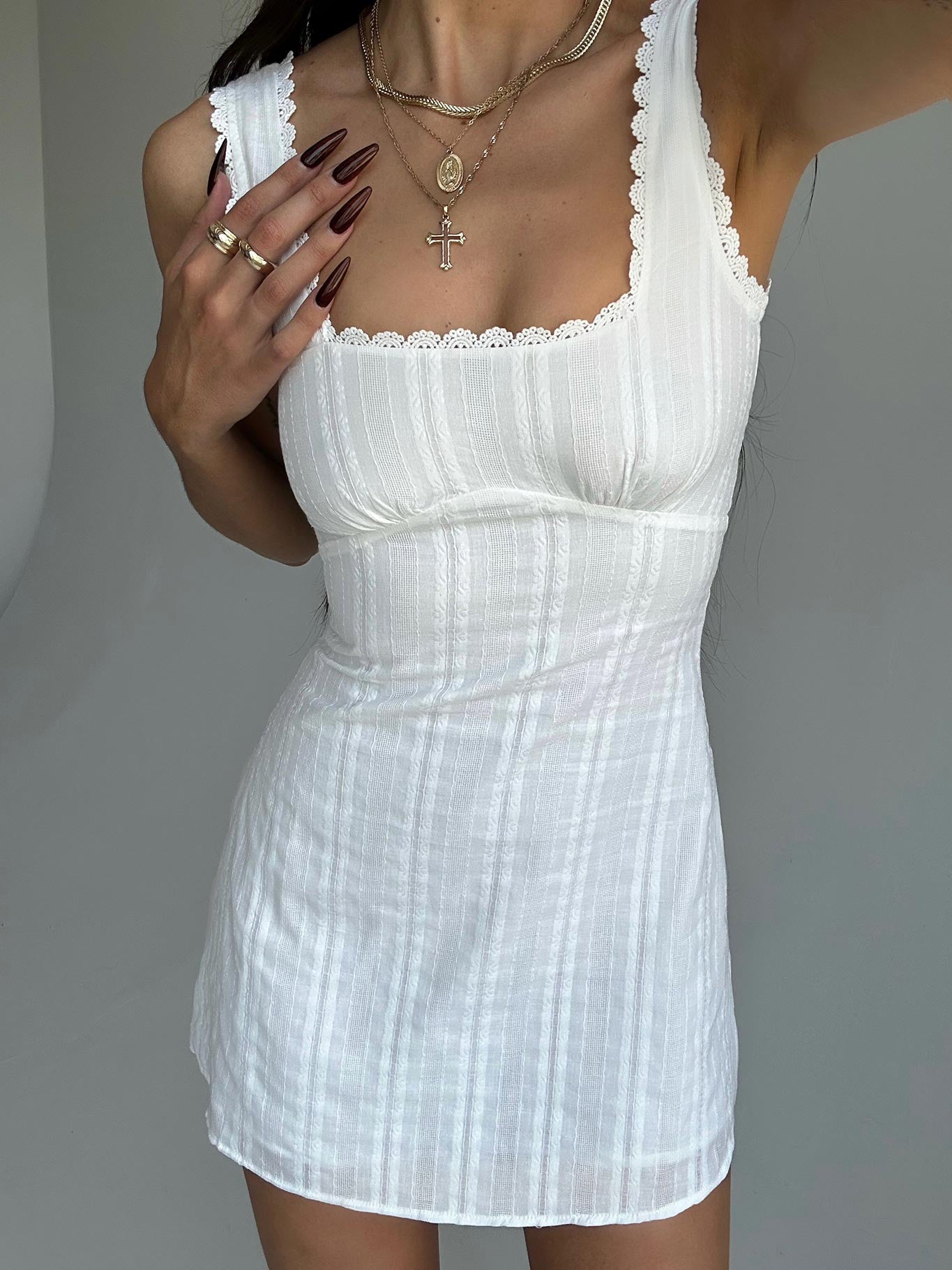 Dasha Mini Dress White-Heyiad
