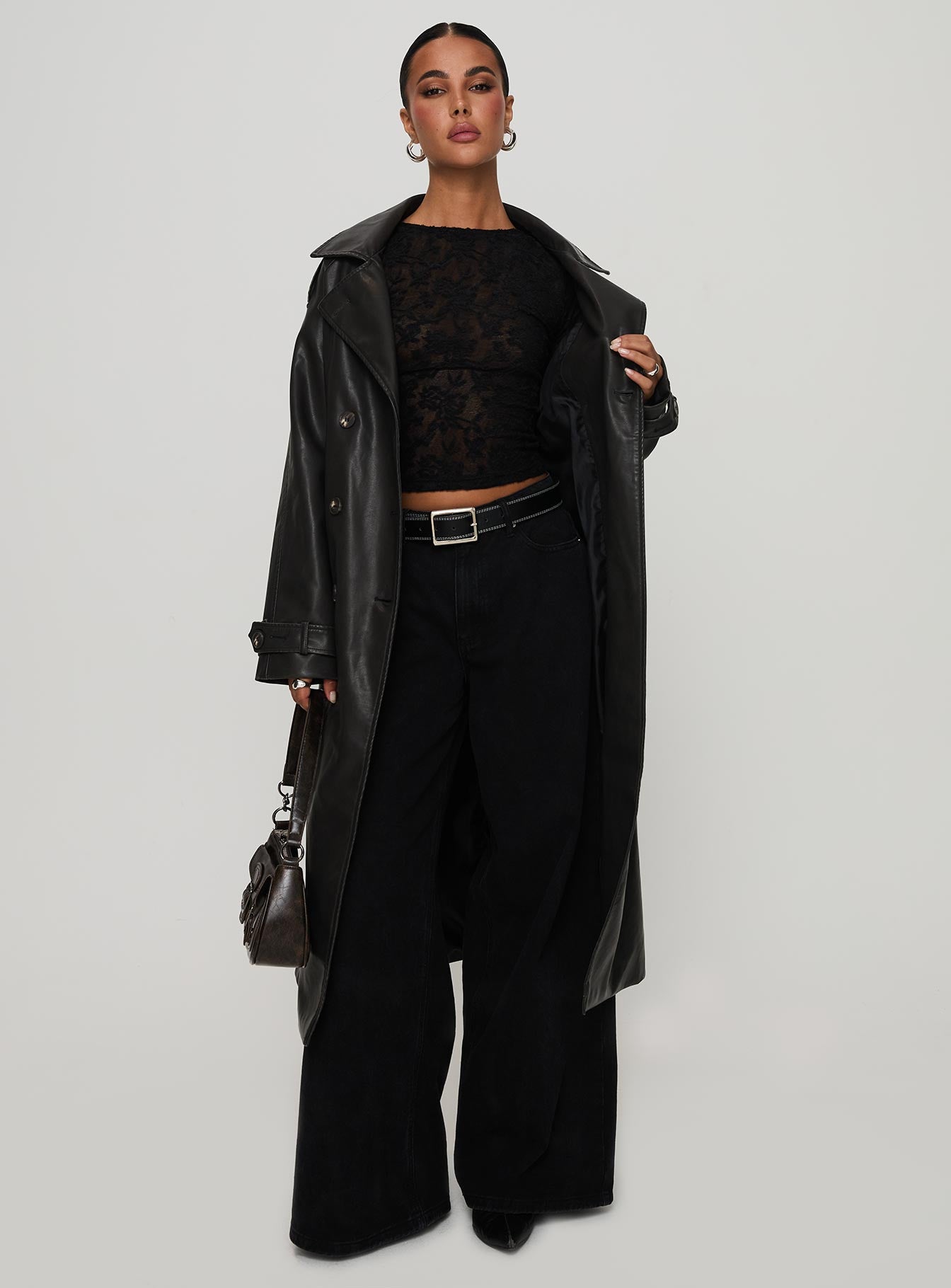 Day To Night Faux Leather Jacket Washed Black-Heyiad