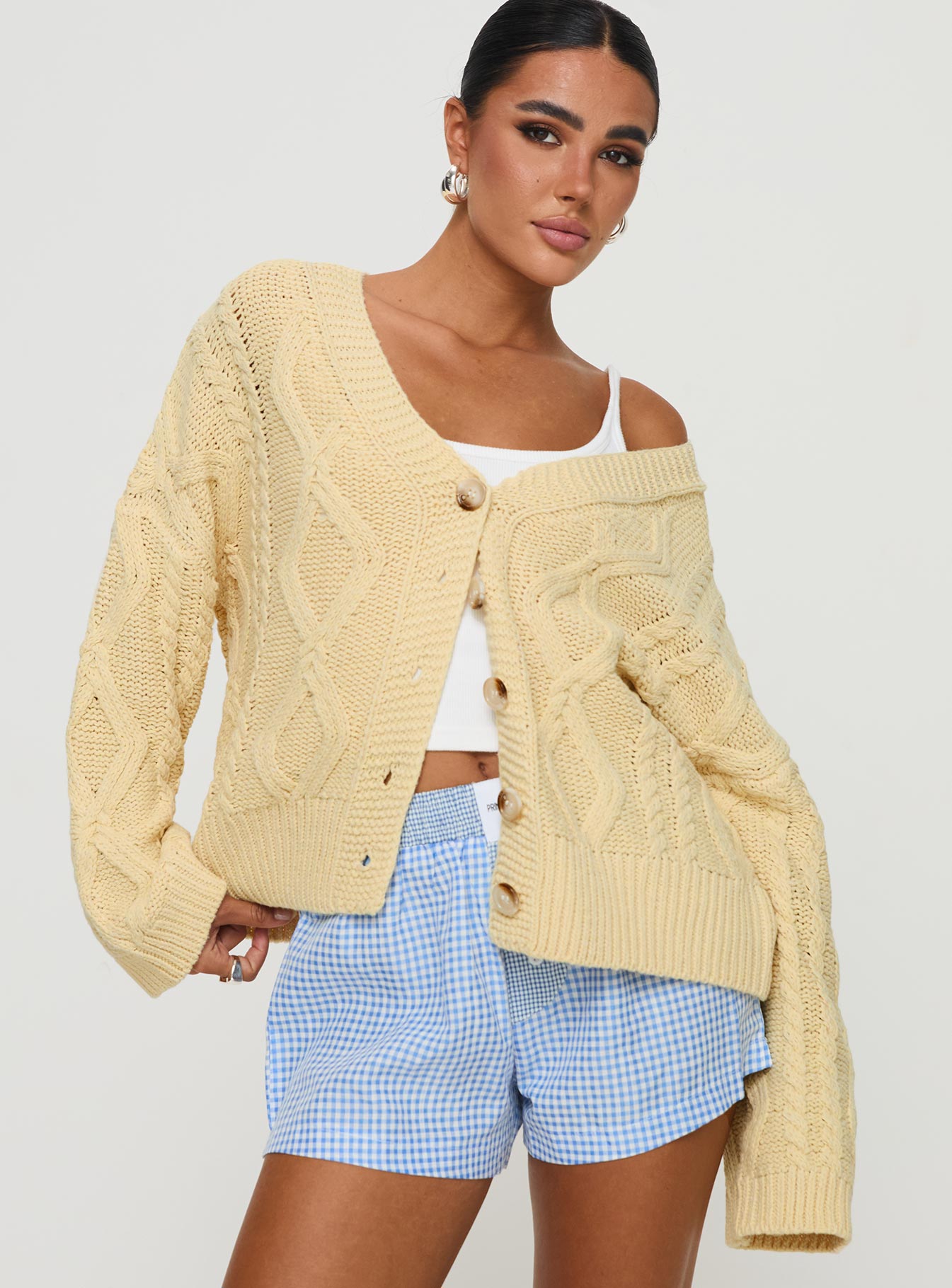 Daxtan Cable Cardigan Lemon-Heyiad