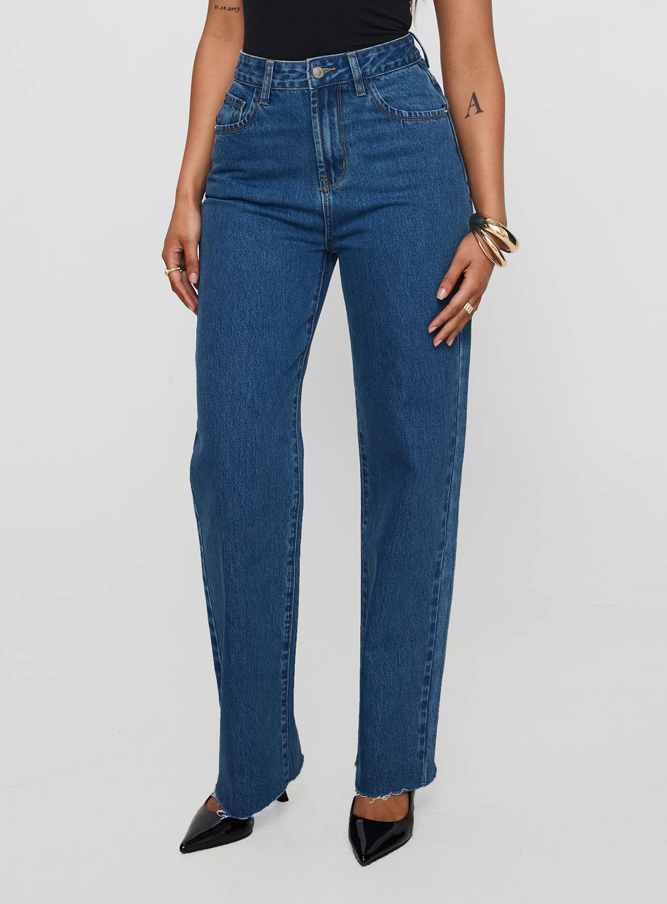 Kalinda Denim Jeans Mid Blue-Heyiad