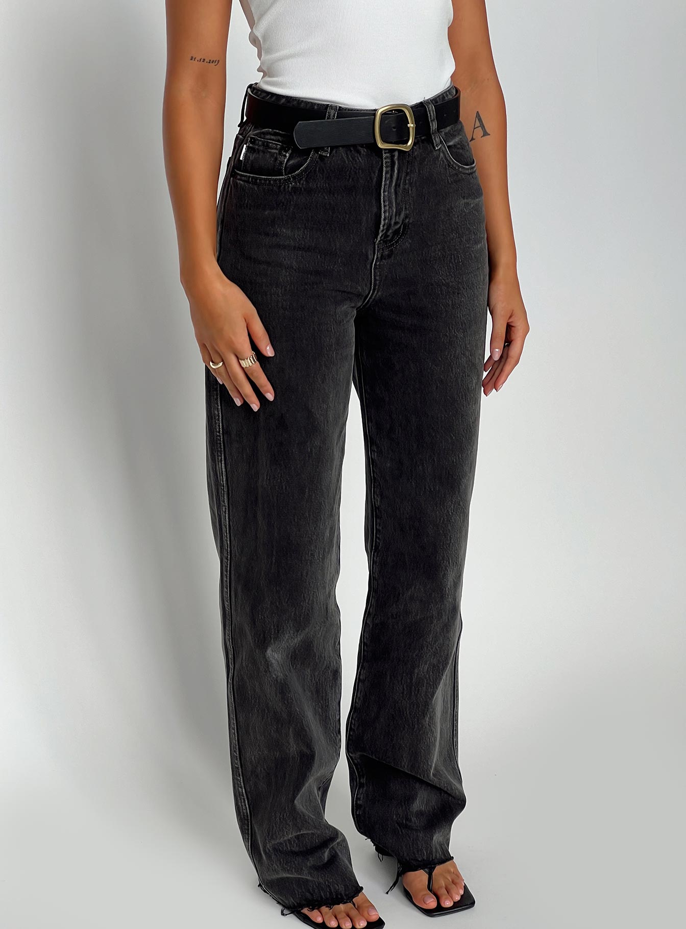 Karlina High Rise Straight Leg Jean Charcoal-Heyiad