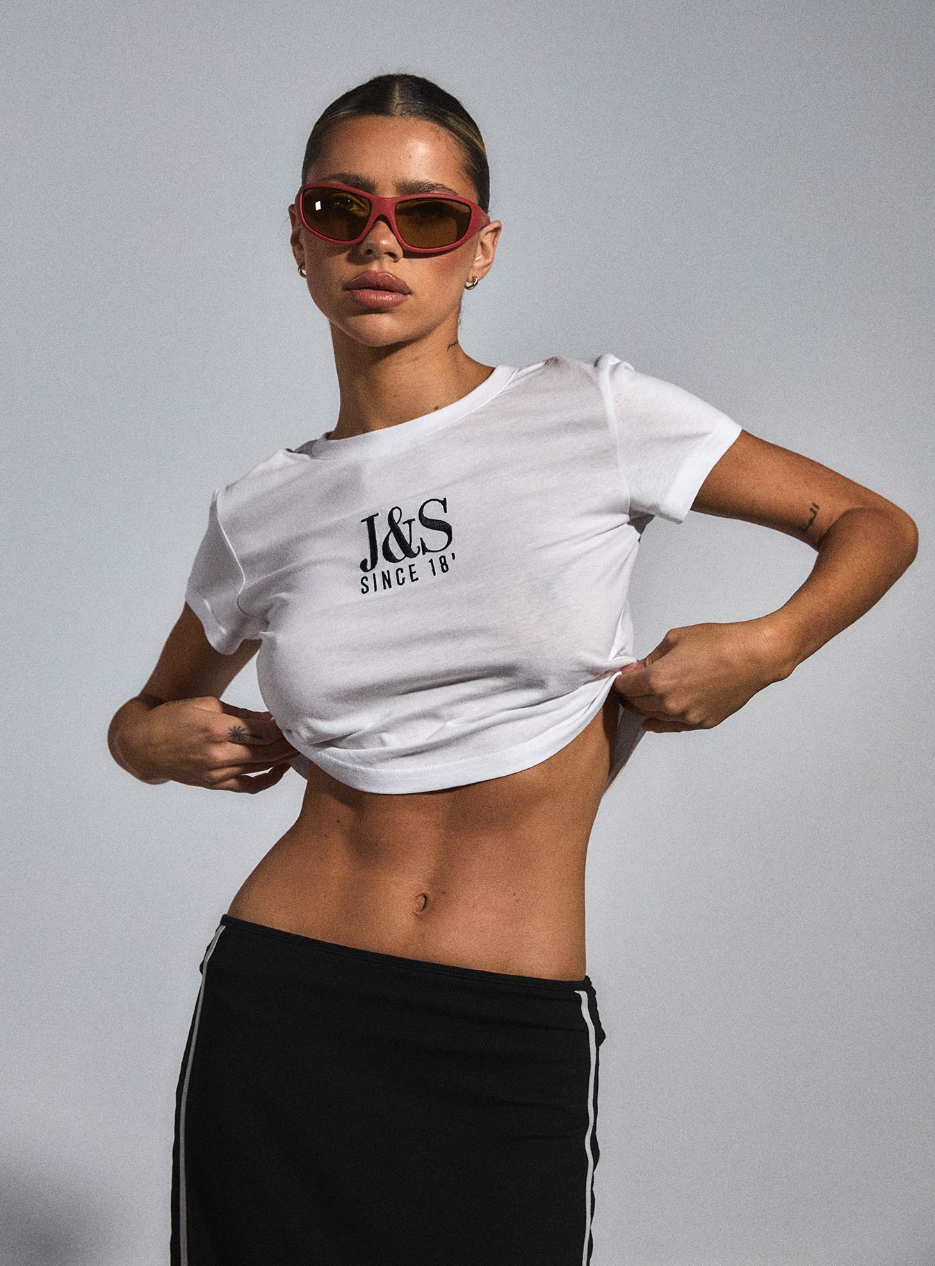 JGR & STN Mode Baby Tee White-Heyiad
