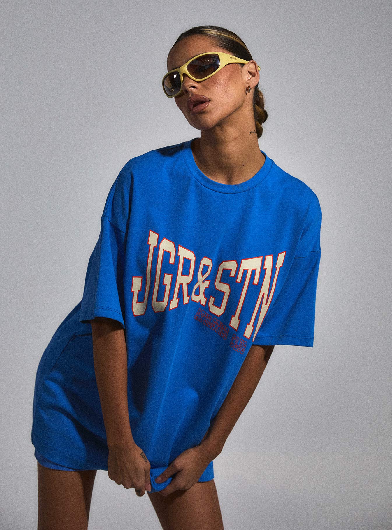 JGR & STN Home Run Oversized Tee Blue-Heyiad