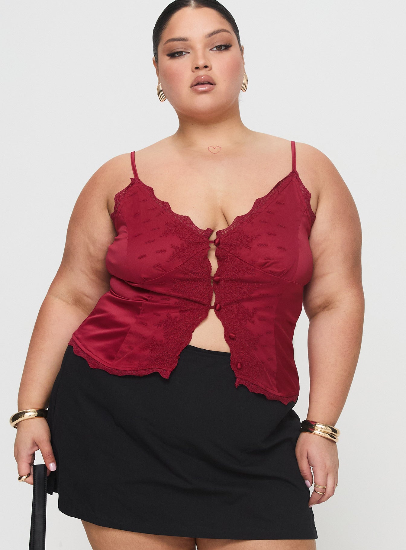 Juliana Top Dark Red Curve-Heyiad