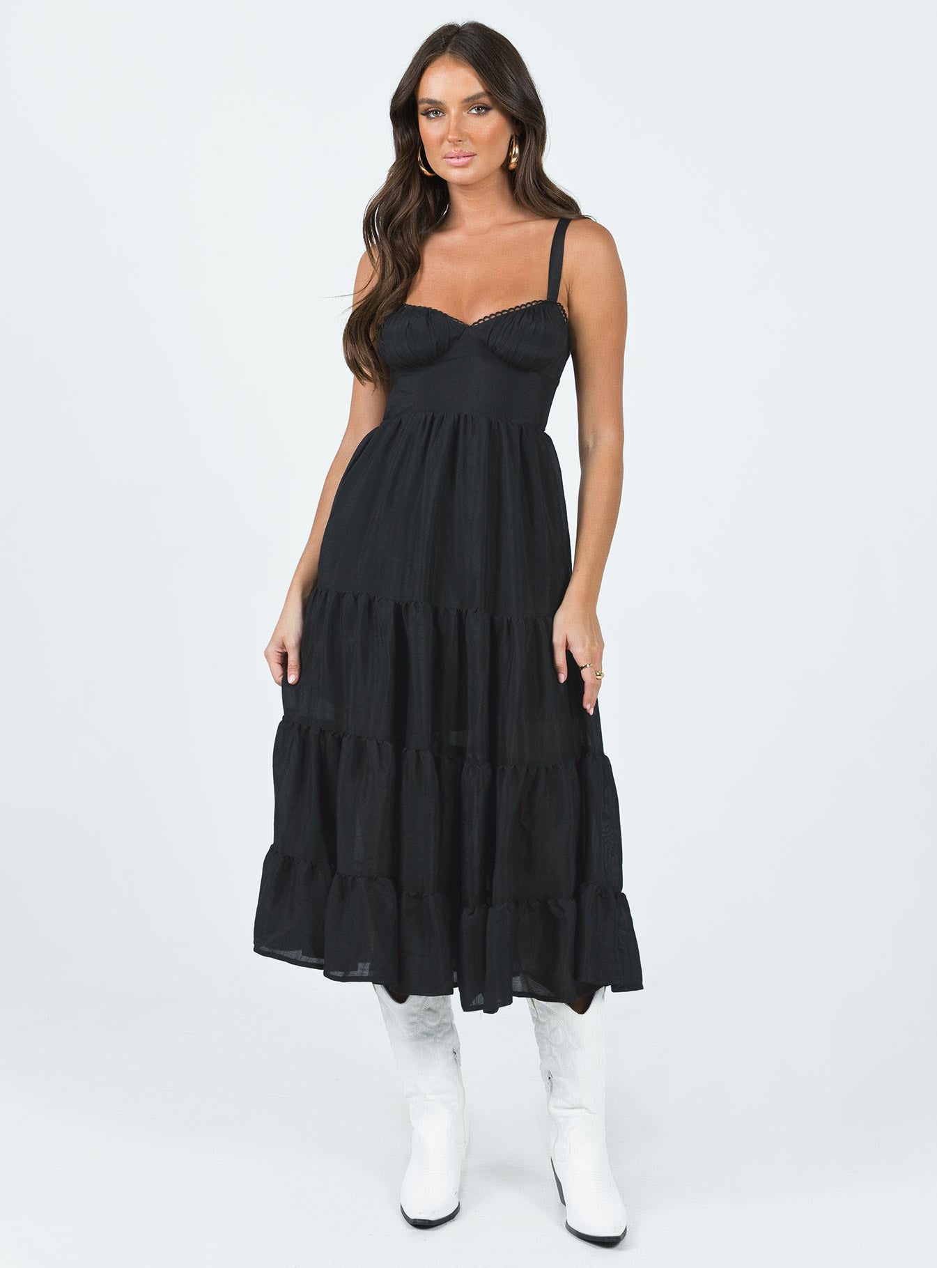 Joella Midi Dress Black-Heyiad