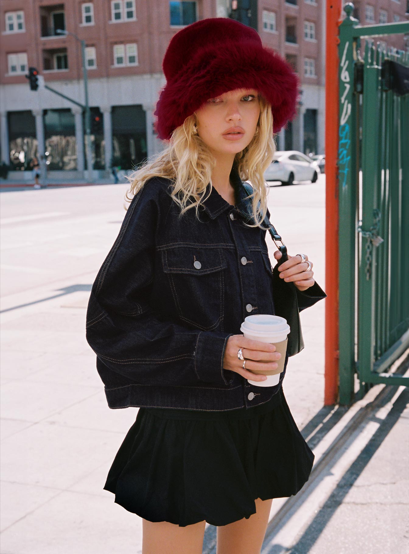 Dear London Bubble Hem Mini Skirt Black-Heyiad