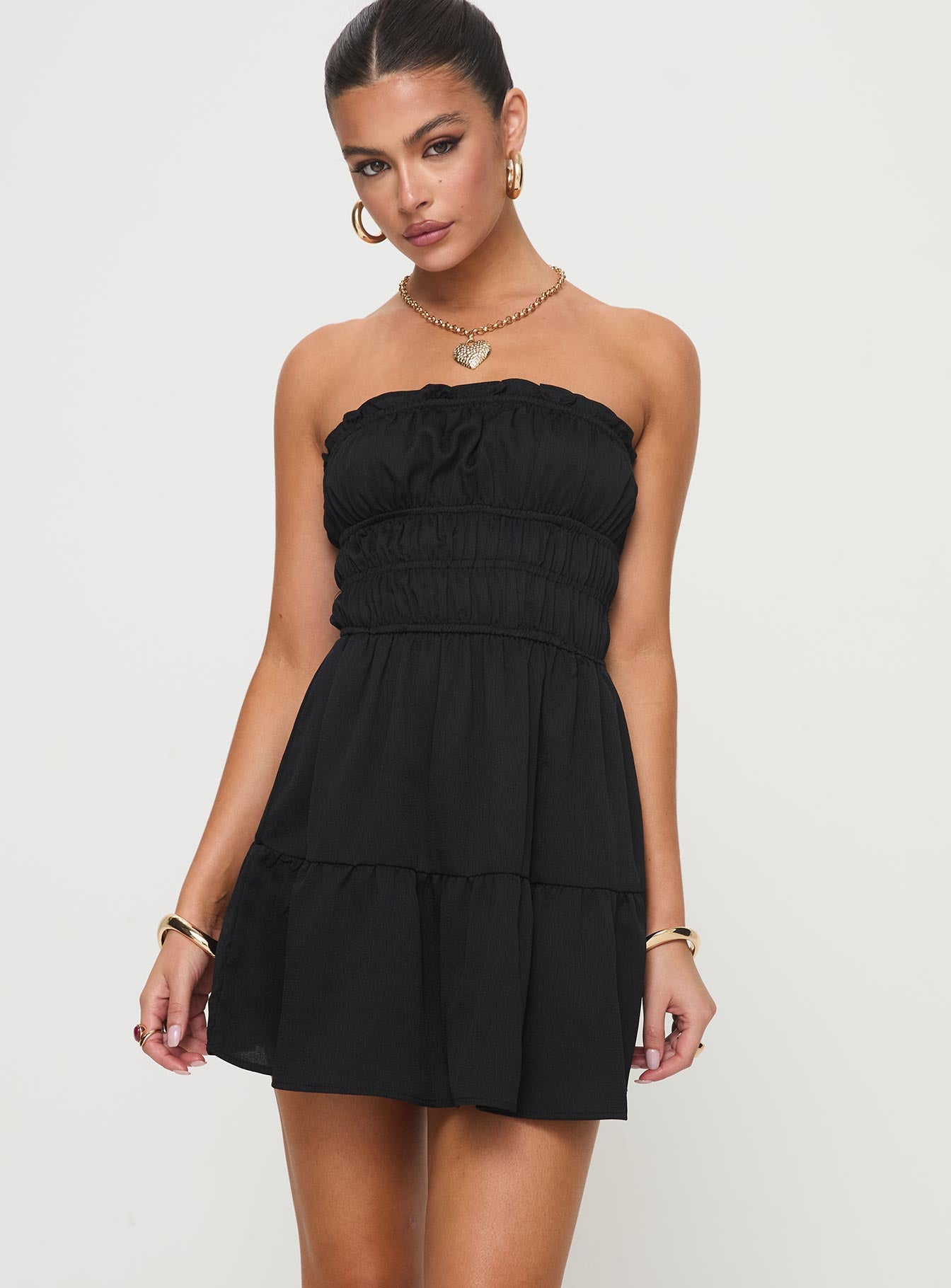 Joie Strapless Mini Dress Black-Heyiad