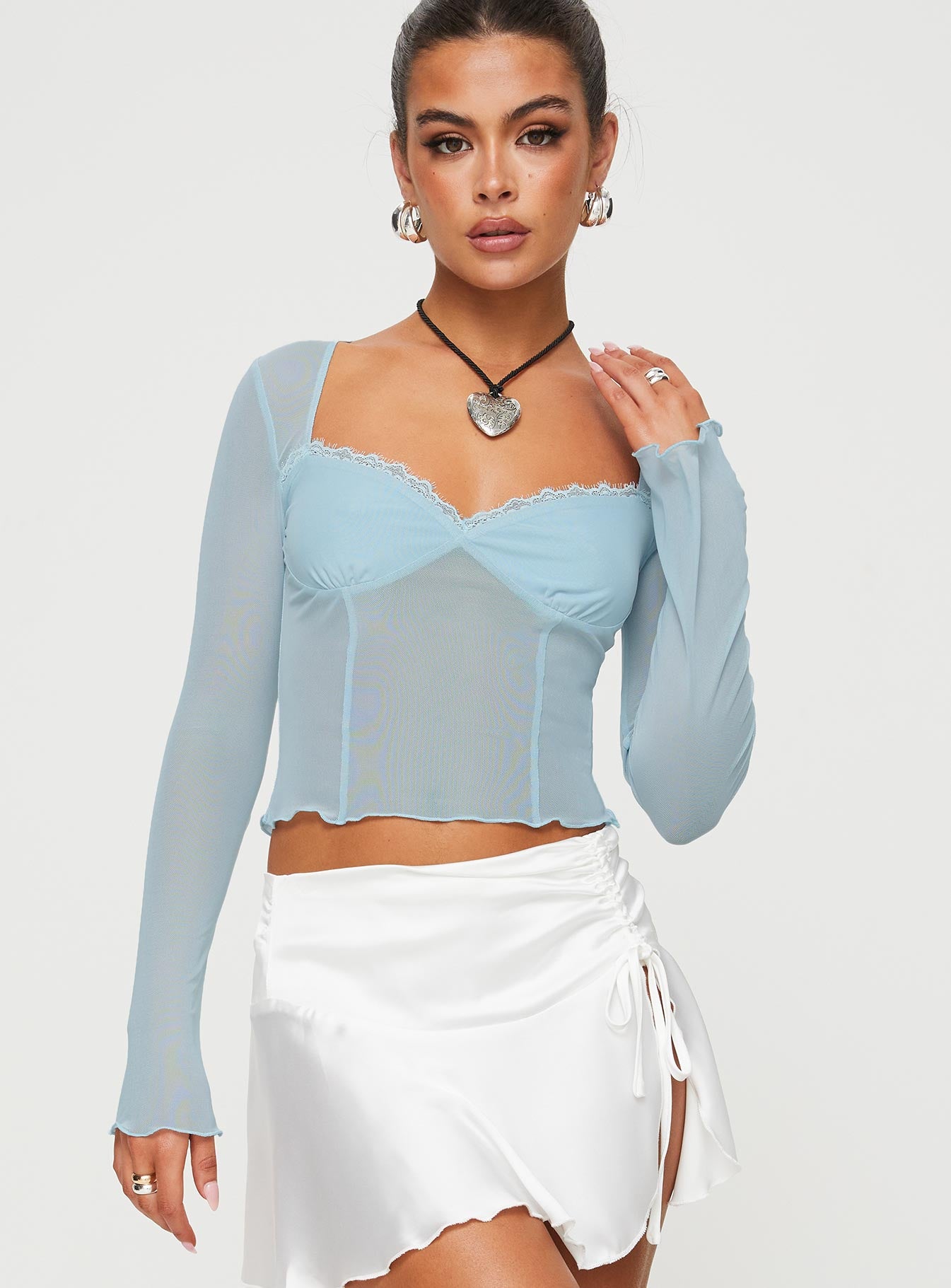 Judeth Long Sleeve Top Blue-Heyiad