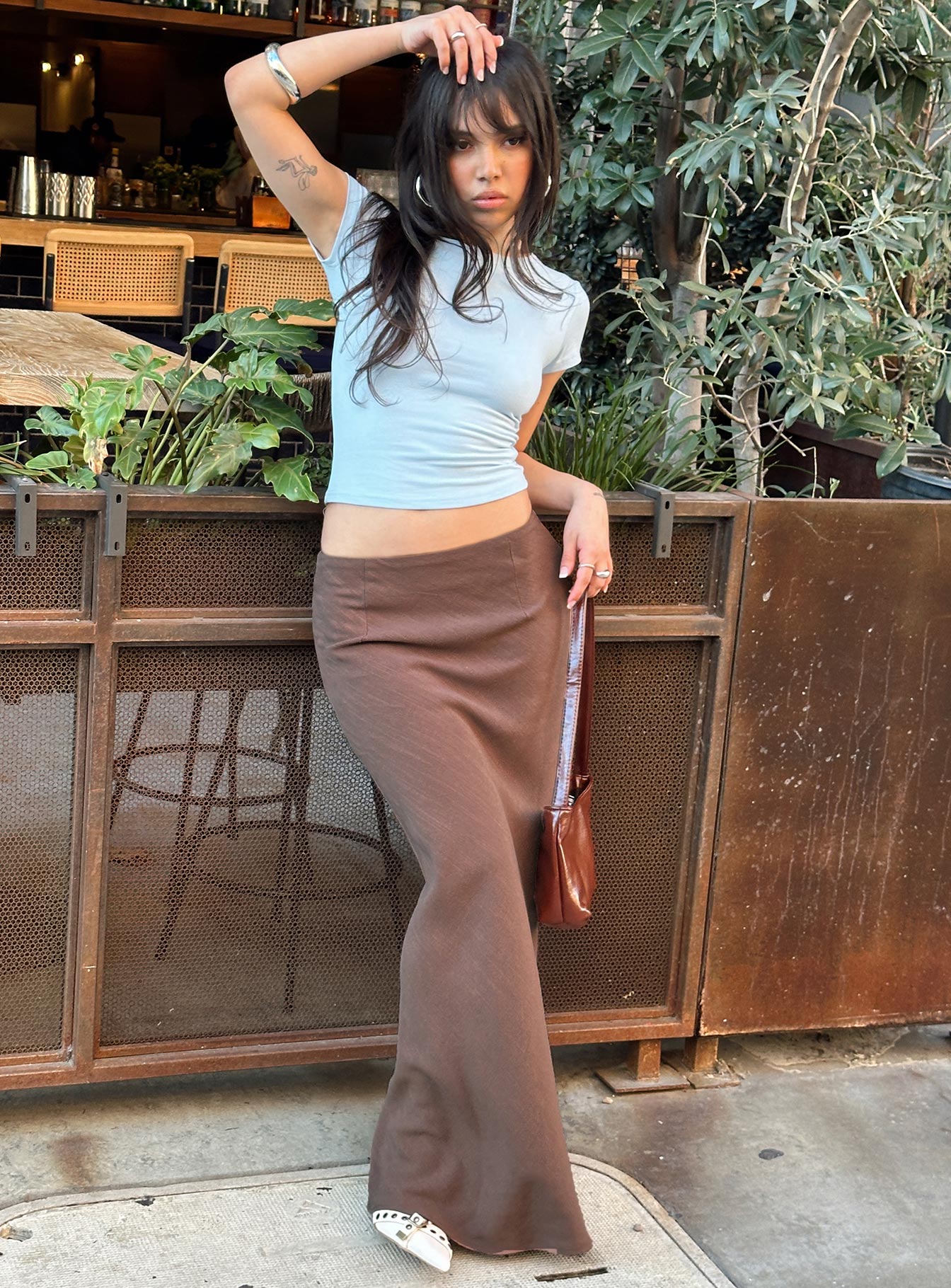 Jodie Maxi Skirt Brown-Heyiad