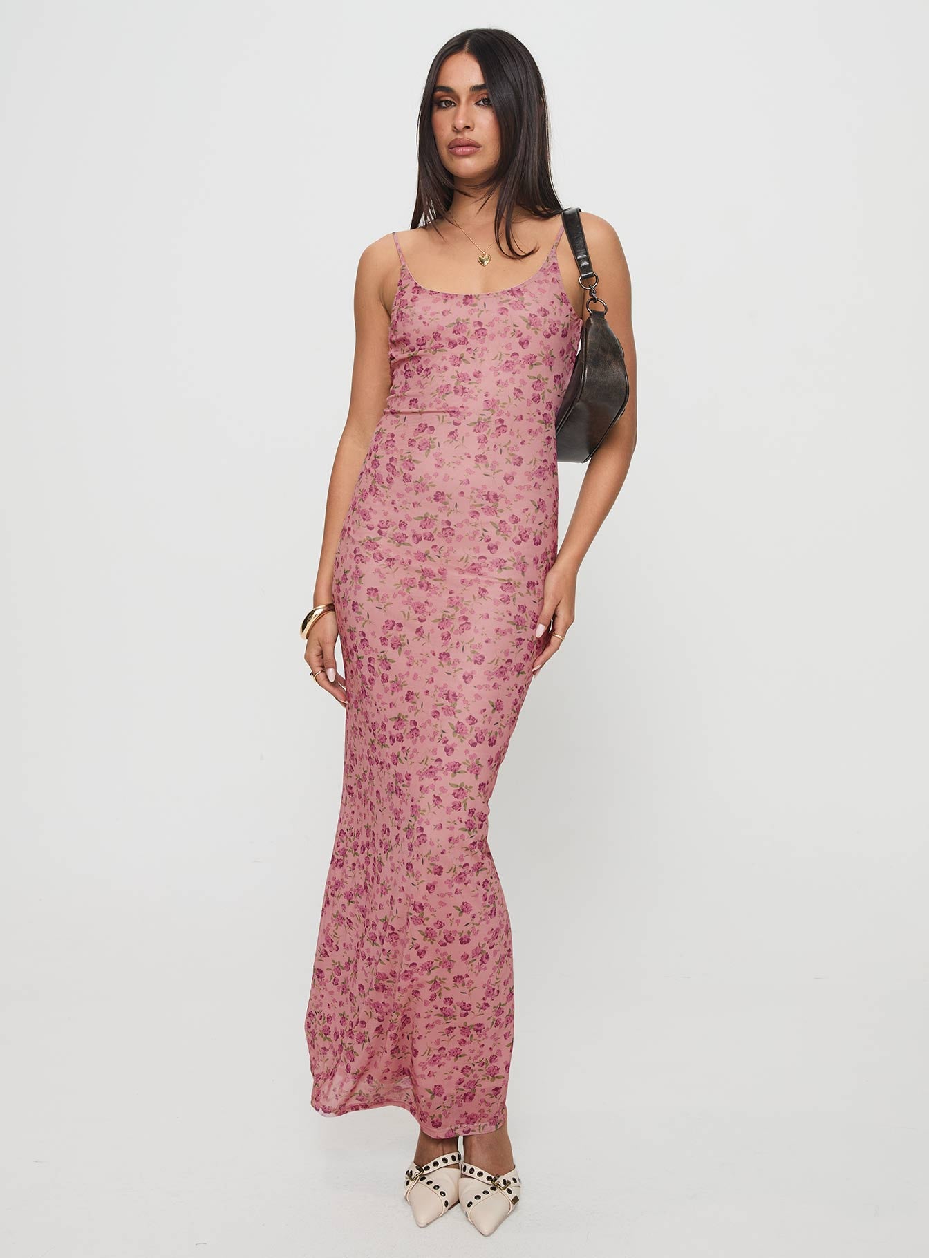 Kastin Maxi Dress Pink Floral-Heyiad