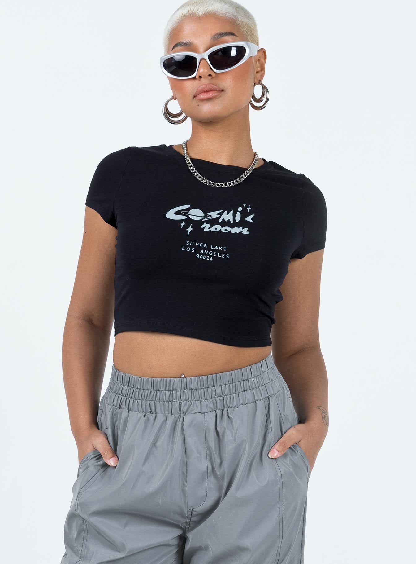 Cosmic Baby Tee Black-Heyiad