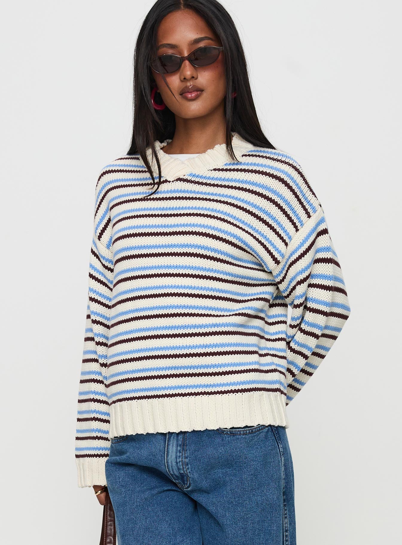 Karolyn Sweater Blue Stripe-Heyiad