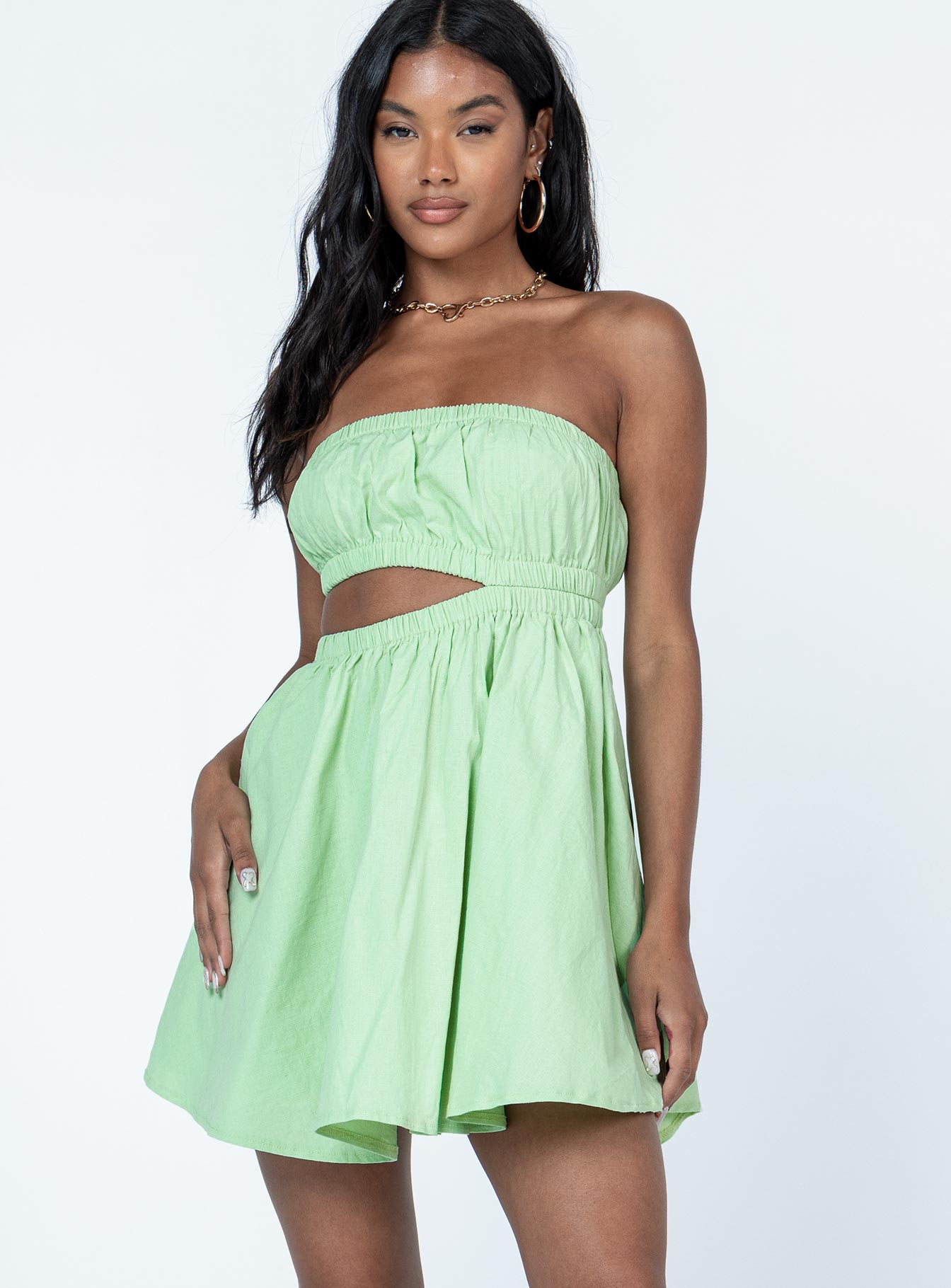 Karen Mini Dress Sage Green-Heyiad