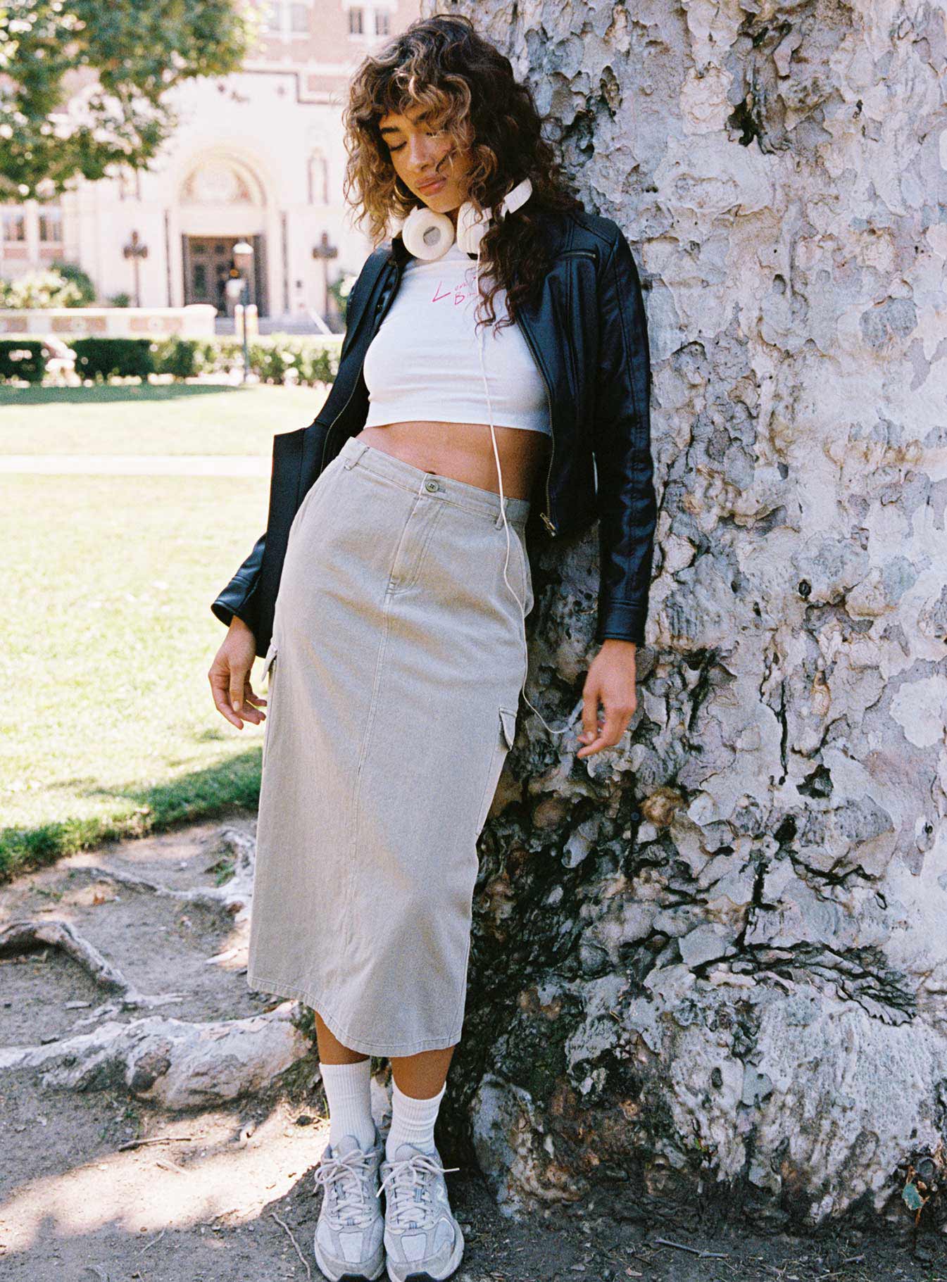 Jacko Midi Cargo Skirt Olive Green-Heyiad