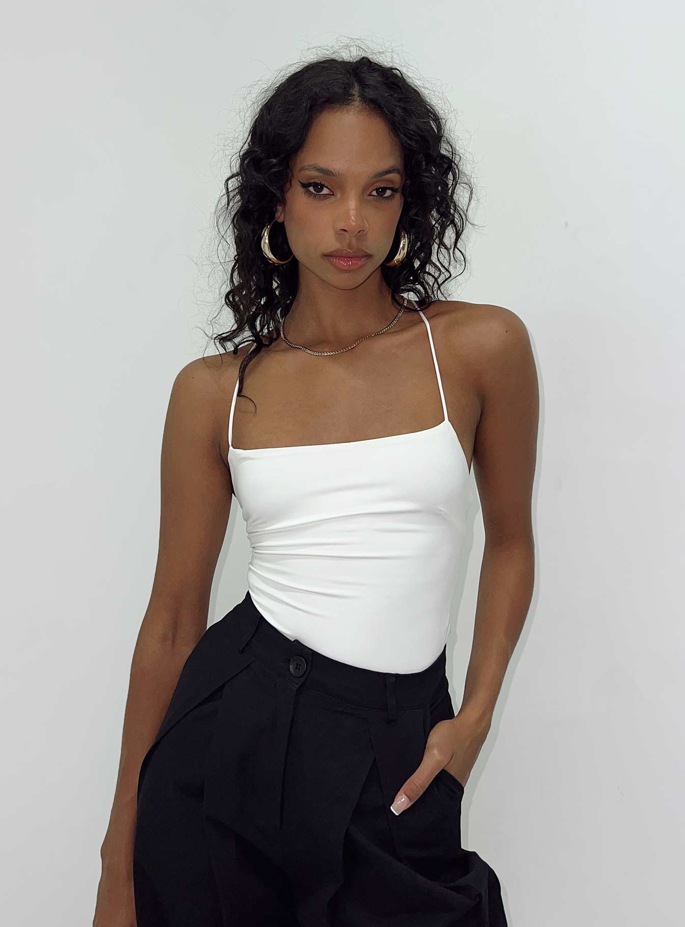 Karlah Bodysuit White-Heyiad